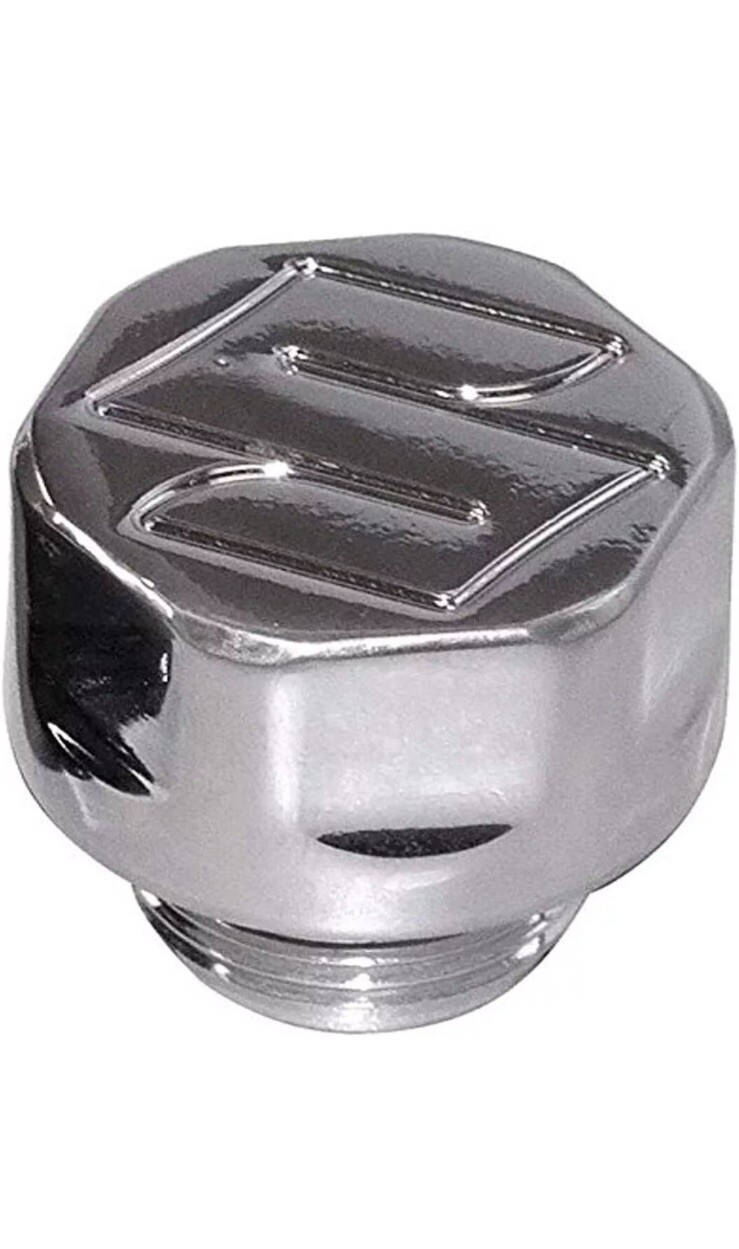Chrome Suzuki S Logo Engraved Hex Oil Cap Fill Plug All Models GSXR Hayabusa USA