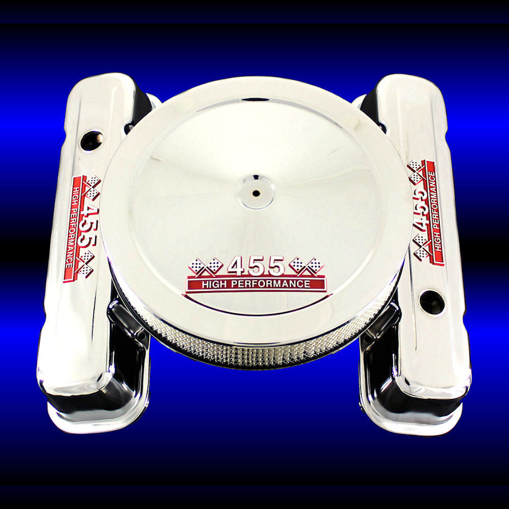 Chrome Tall Valve Covers and Air Cleaner Combo For Pontiac 455 Engines