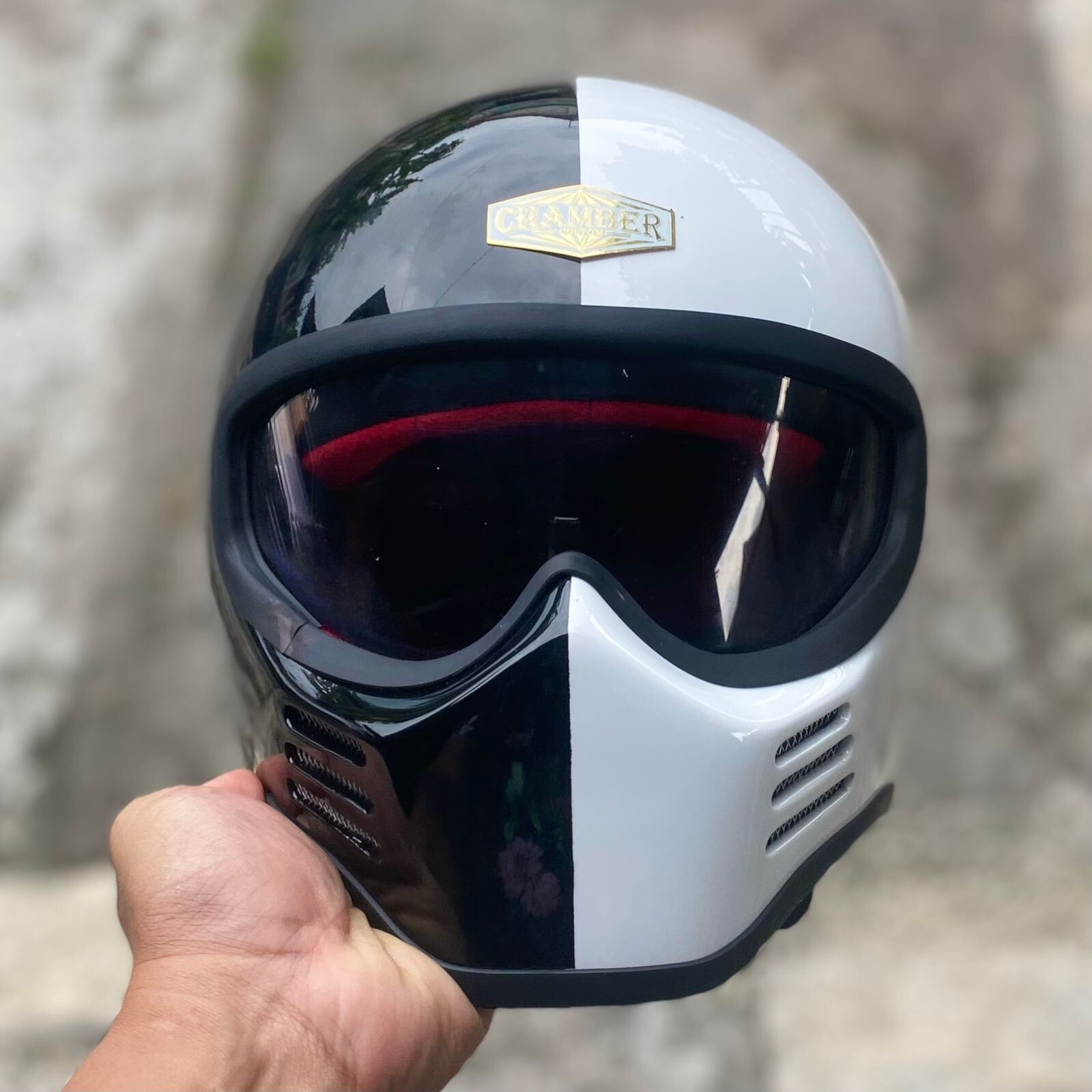 SALE VINTAGE CUSTOM HELMET MT ZERO BLACK AND WHITE FOR CAFERACER CHOPPER BOBBER