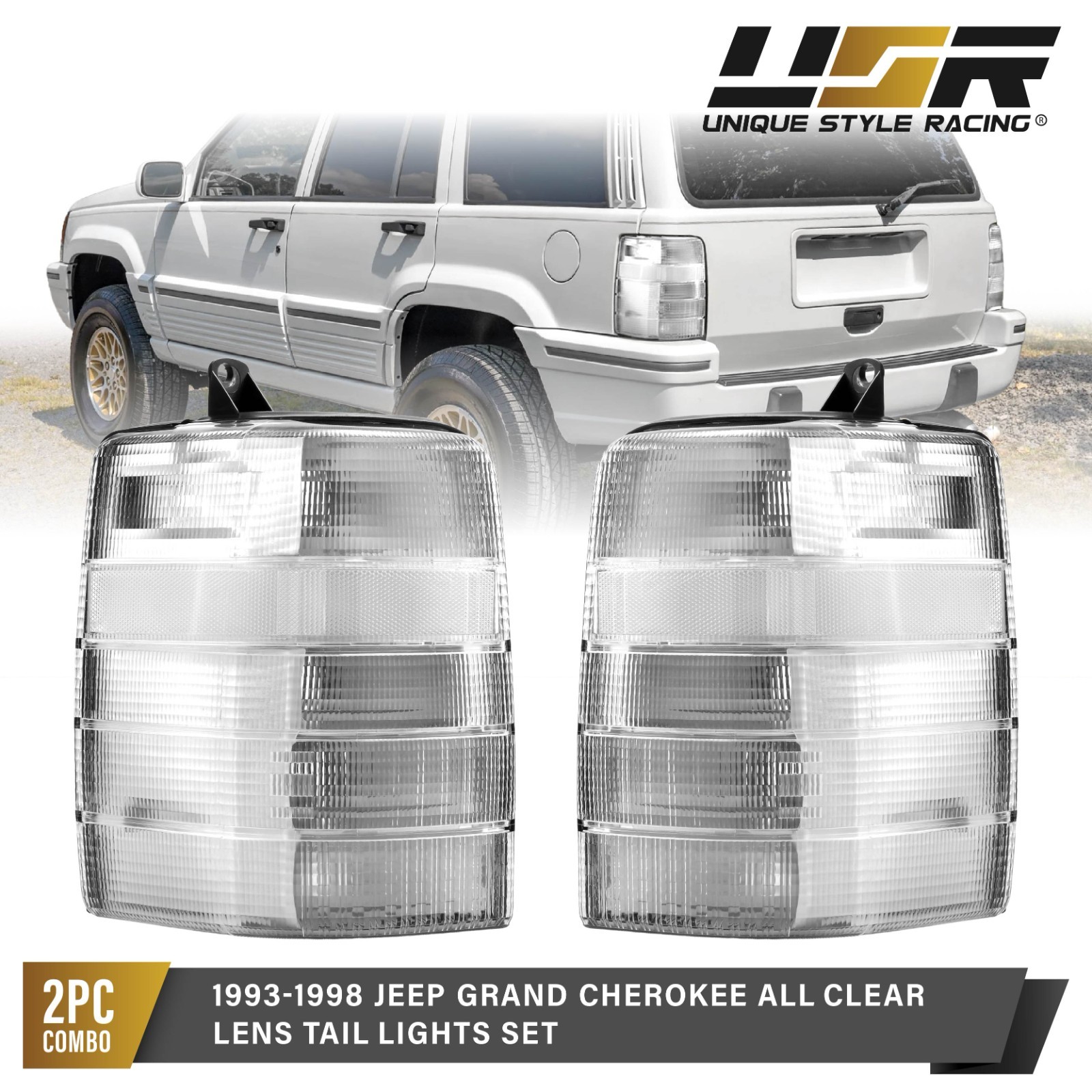 ALL CLEAR Tail Light Assembly Set (L+R) For 93-98 Jeep Grand Cherokee ZJ SUV
