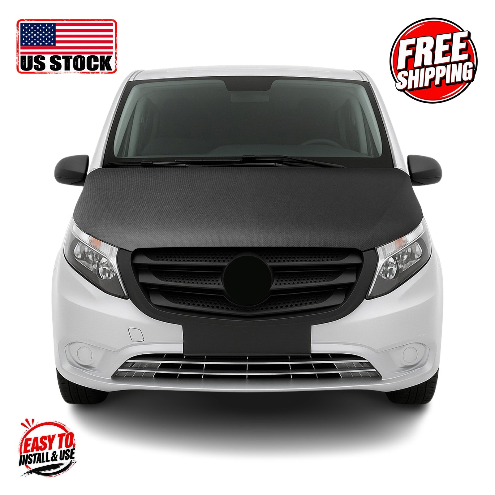 MERCEDES VITO W447 2014- Bonnet Bra Complete Vinly Carbon 1 Pc