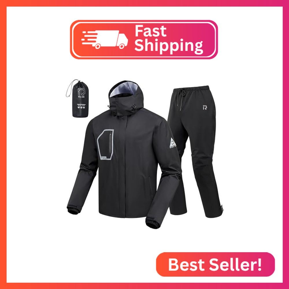 RIDEIRON Motorcycle Rain Gear for Men Waterproof Reflective Rain Suit