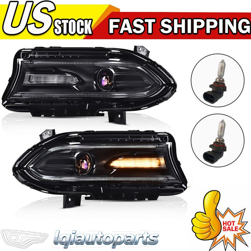 Pairs Halogen Headlights Lamps For Dodge Charger 2015-2019 2020 2021 2022 2023