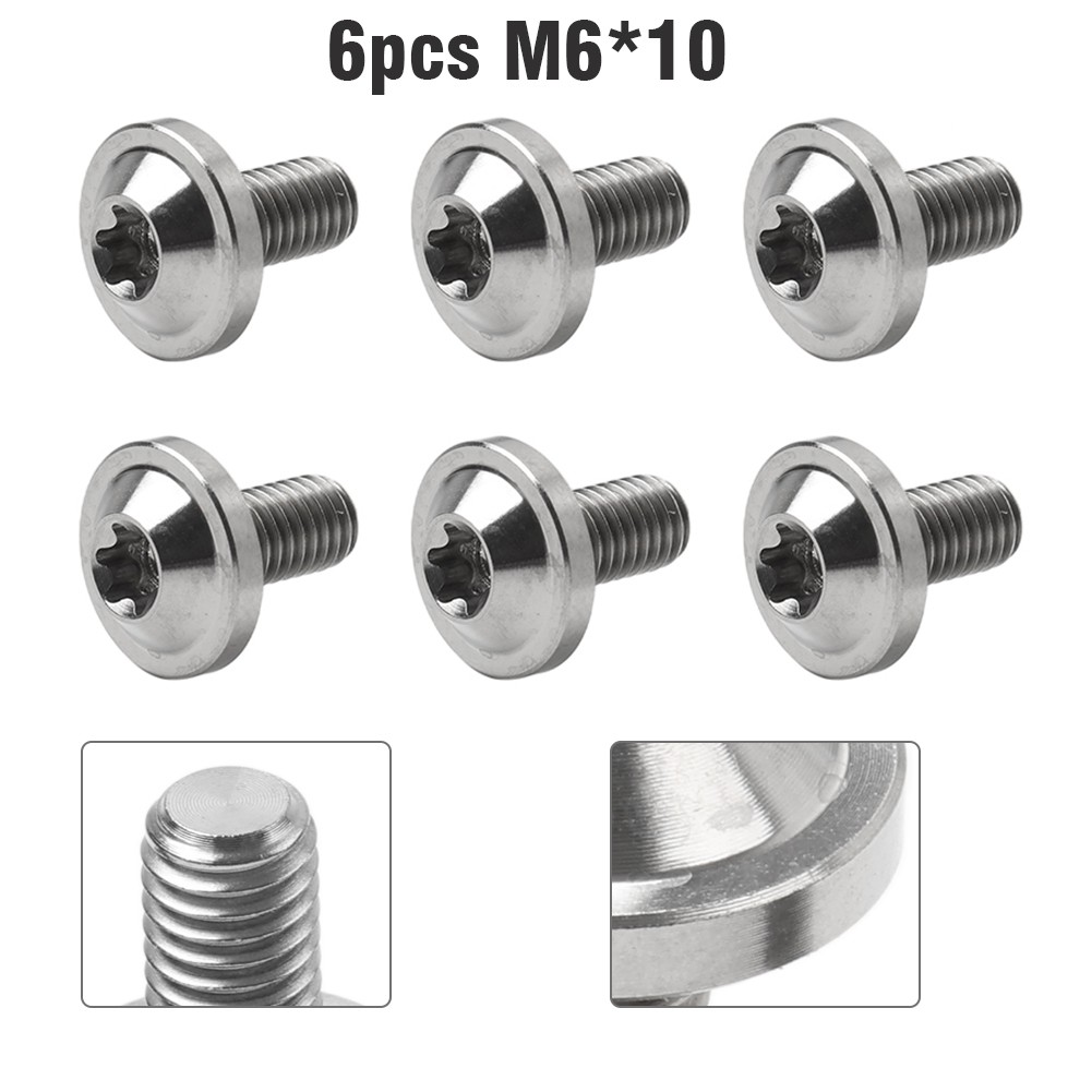 6pcs Titanium Alloy Bolts Truss Torx Head Screws M6x10mm For  Motorcycle Silver