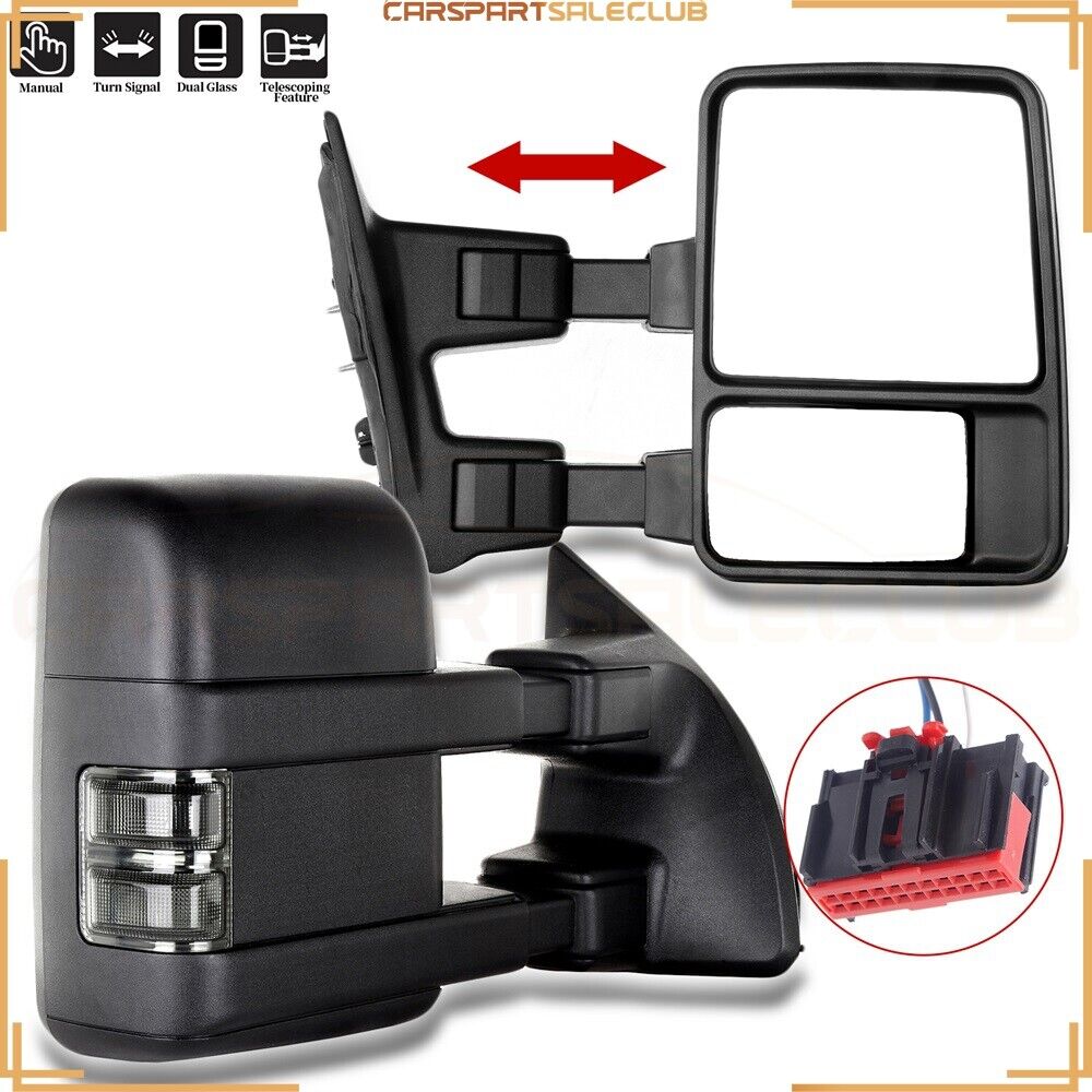 Pair Towing Mirrors Turn Signal For 2008-16 F250/F350/F450/F550 Super Duty