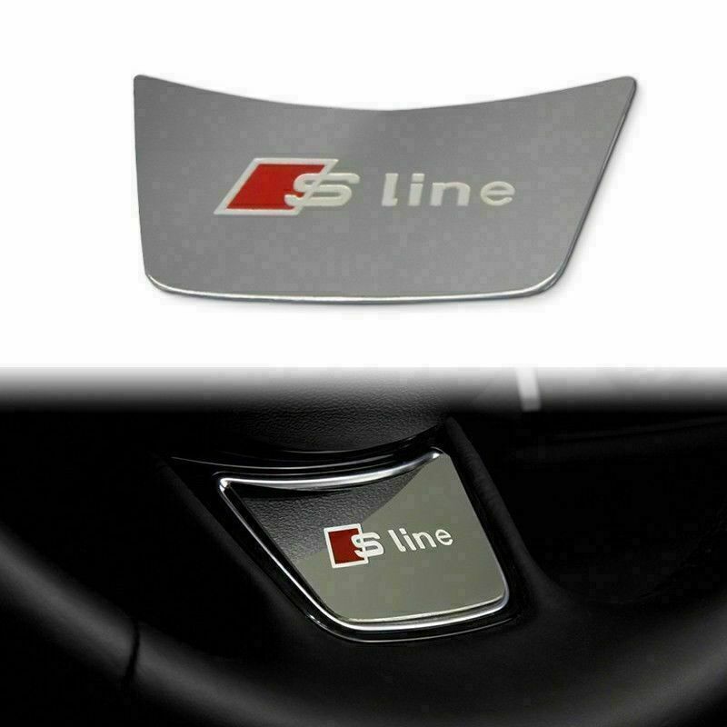 1X NEW for AUDI Sline Steering Wheel BADGE S Line Badge CARBON FIBER/ SILVER