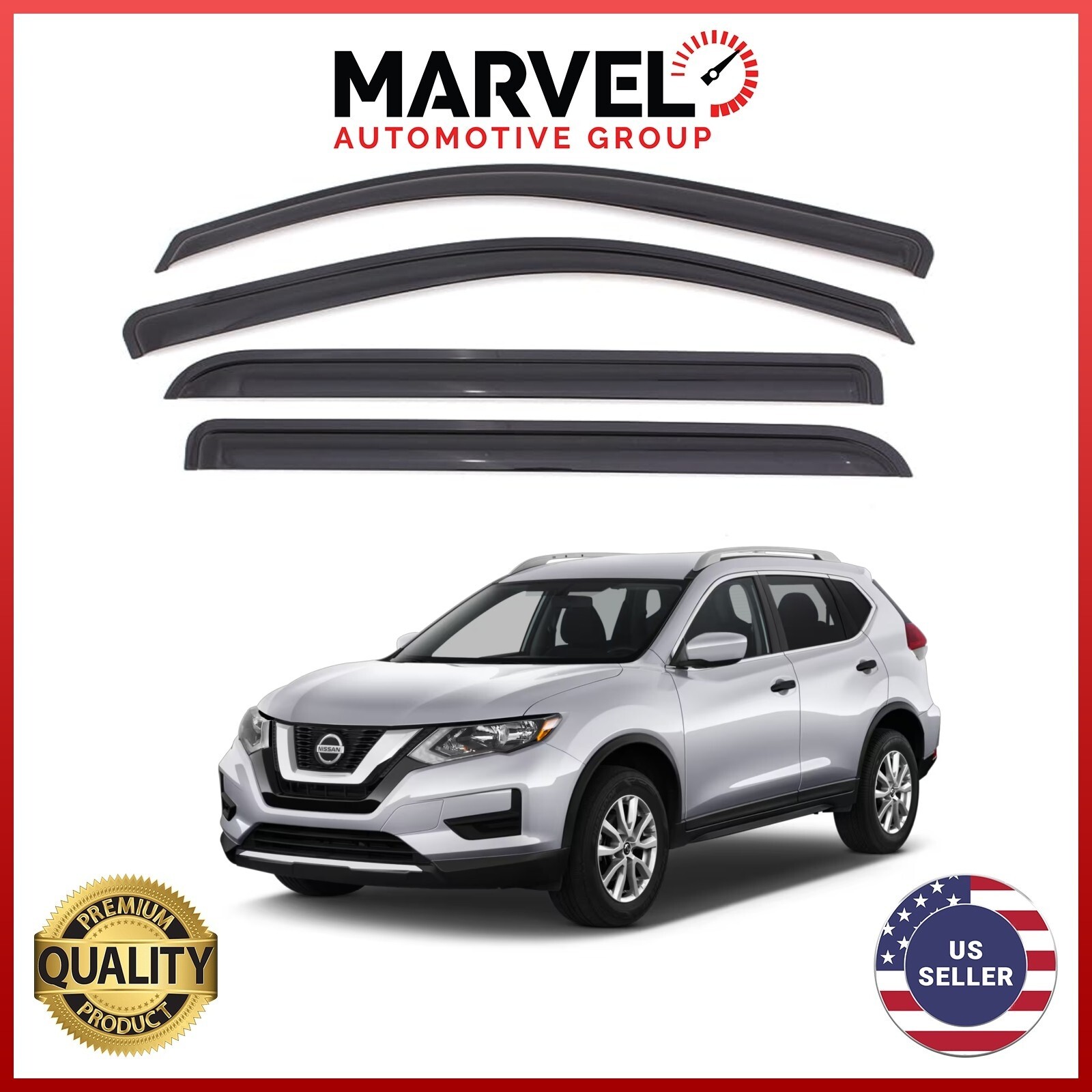 Out-Channel Window Vent Visor Rain Guards Deflectors for Nissan Rogue 2014-2020