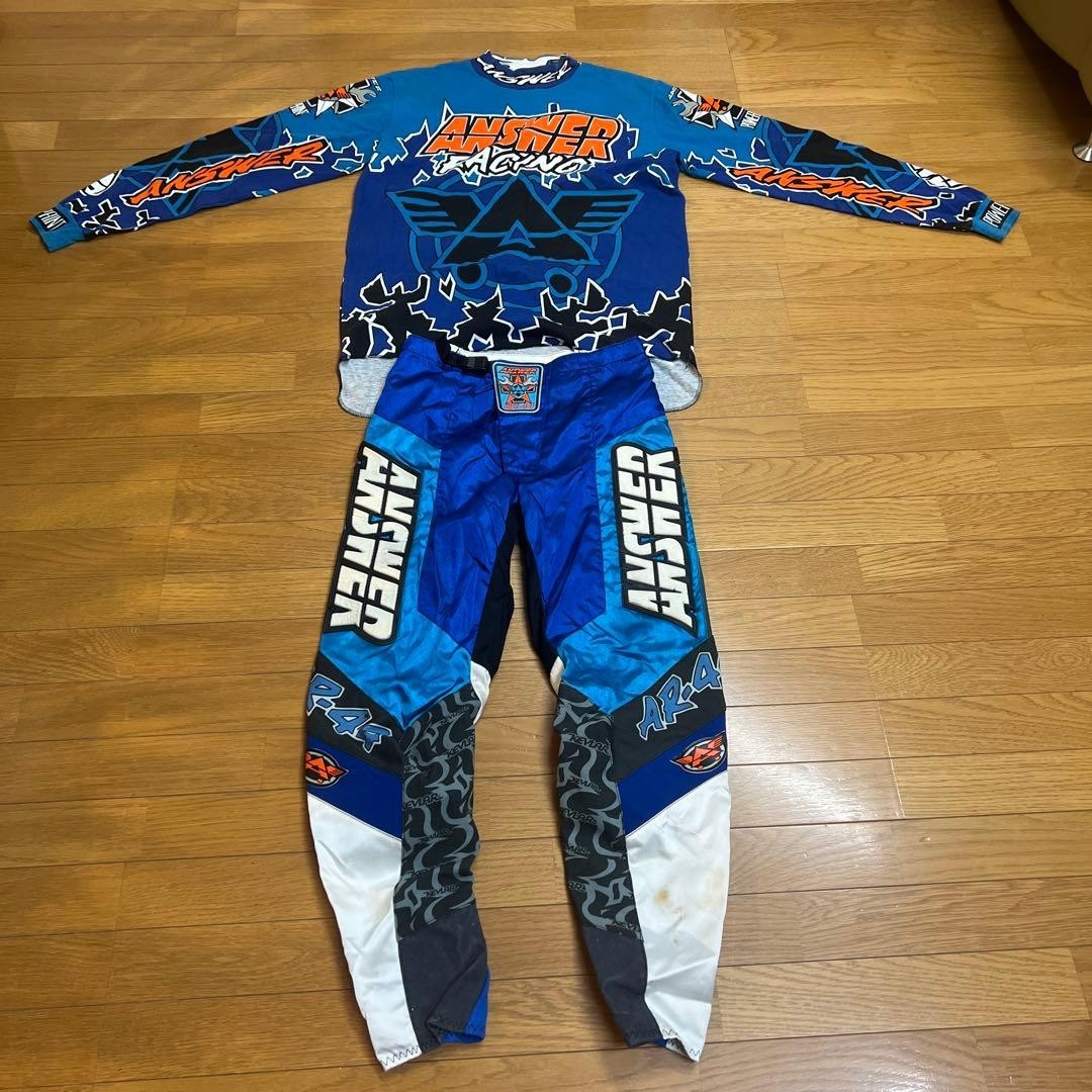 Vintage 1990s ANSWER RACING Motocross Pants / Jersey set Blue Size M/ 32