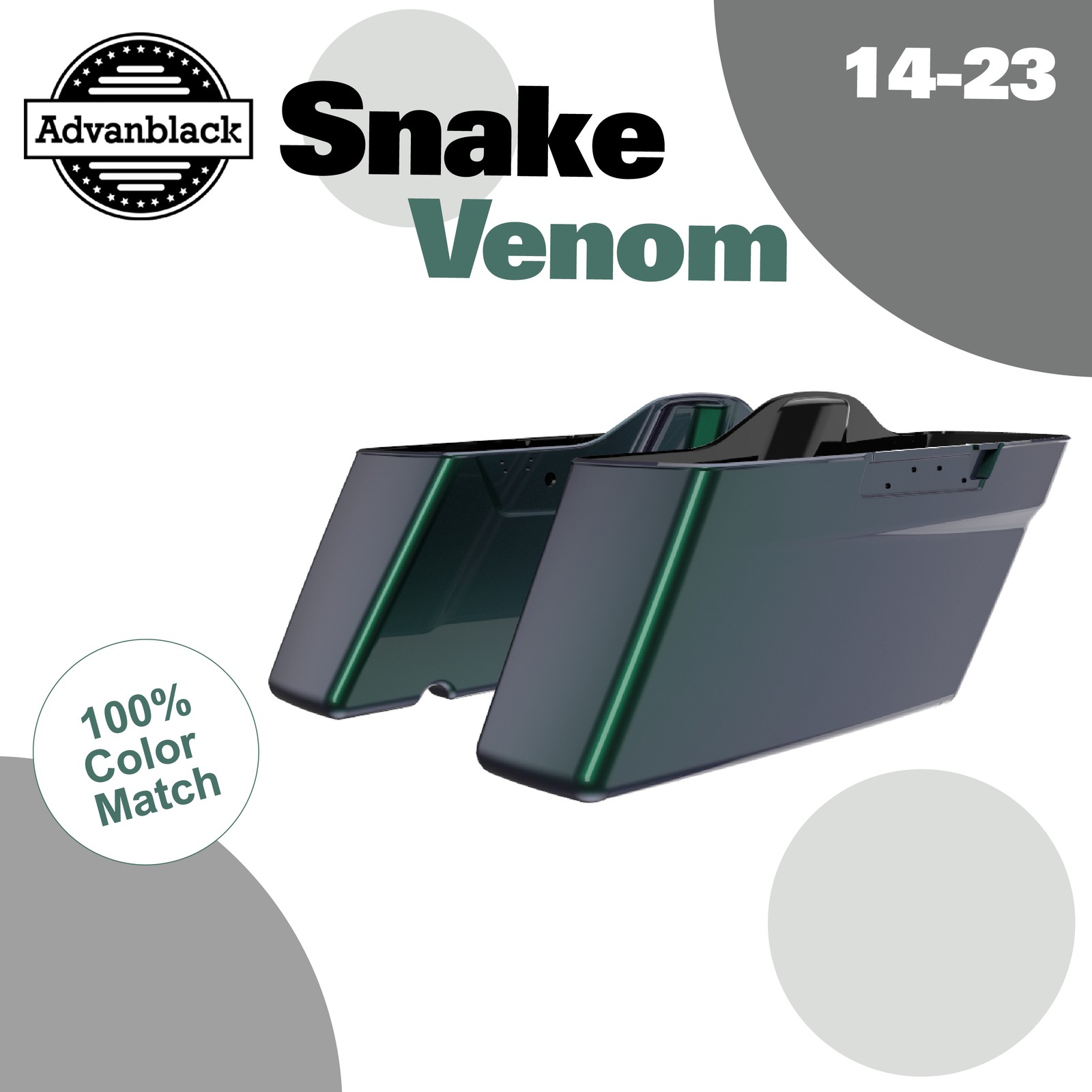 Snake Venom Standard Non-Stretched Saddlebag Bottoms Fits Harley Davidson 14-23