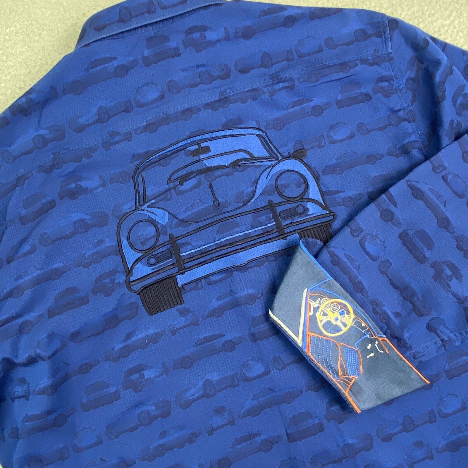 Robert Graham Shirt Men XL Blue The Club Carmel Embroidered Porsche 911 956
