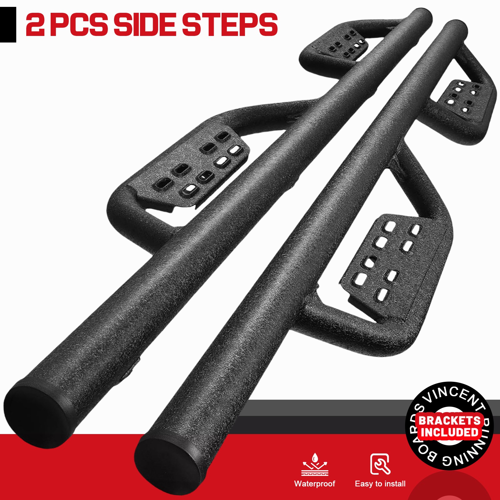 Fit 21-26 Ford Bronco 4 Door (Not for Sport) Drop Bar Running Boards Side Step