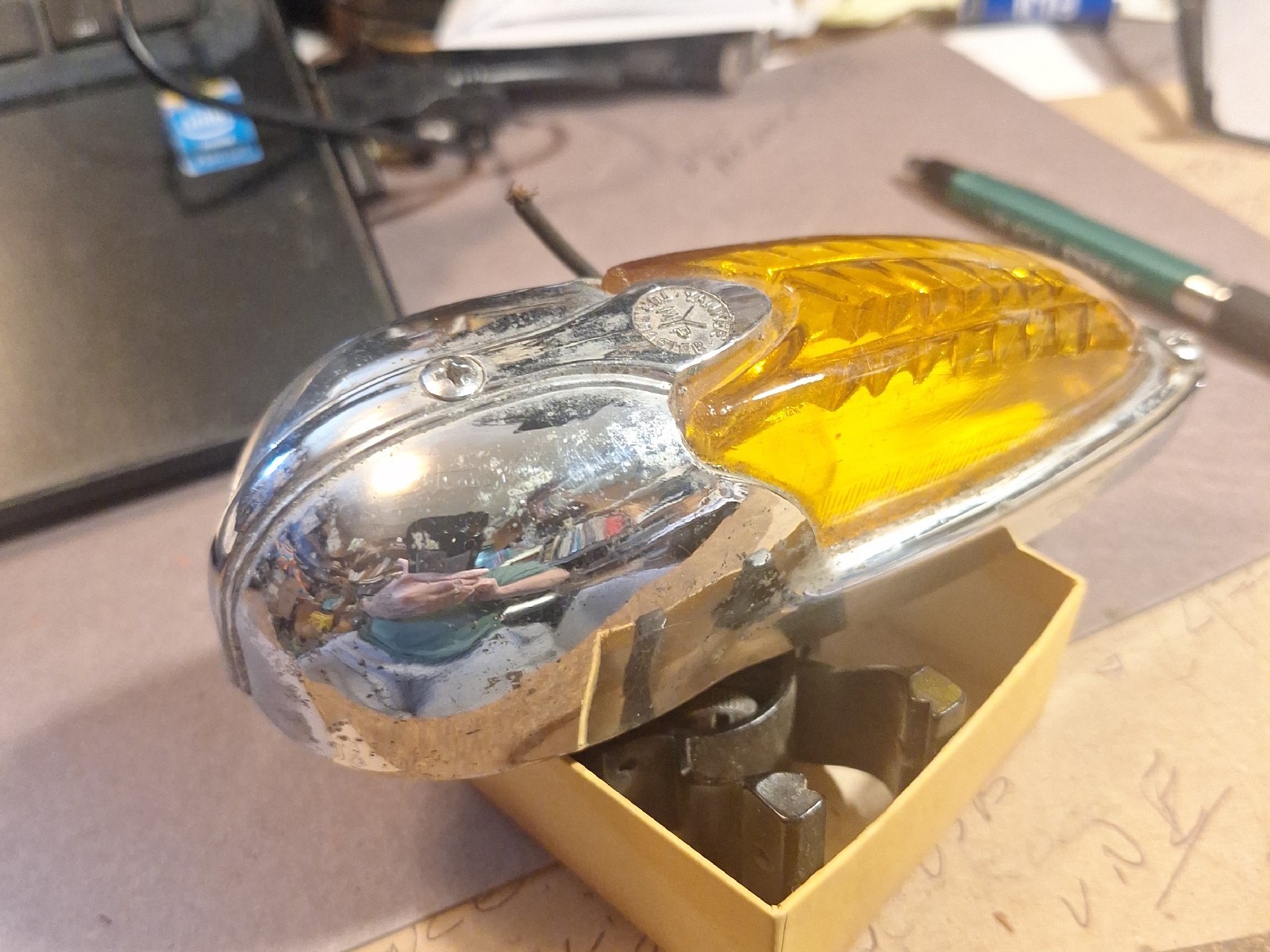1930’s-1940’s Yankee Turnmaster Motorcycle or Auto Turn Light Amber Art Deco 1930’s-1940’s Yankee Turnmaster Motorcycle or Auto Turn Light Amber Art Deco