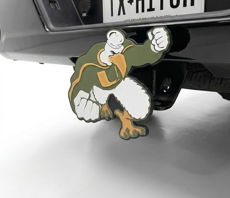 University of Miami Hurricanes Sebastian Ibis 2-Inch Receiver Hitch Cover Plug University of Miami Hurricanes Sebastian Ibis 2-Inch Receiver Hitch Cover Plug