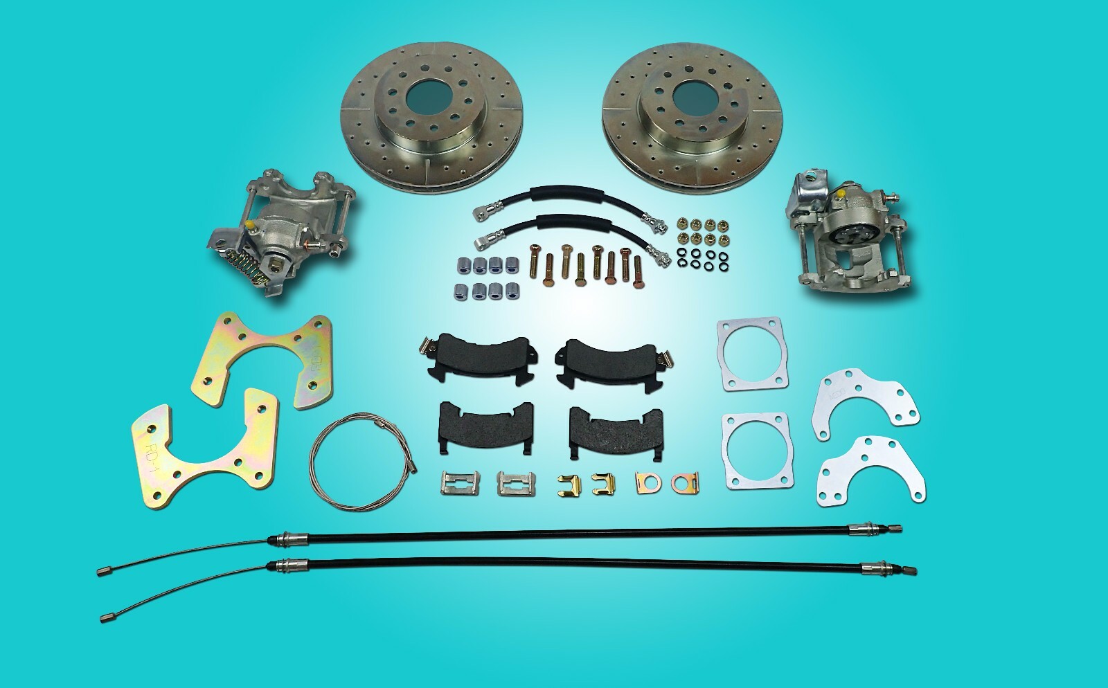 1955 1956 1957 Chevrolet  rear disc brake conversion with parking brake cables 
