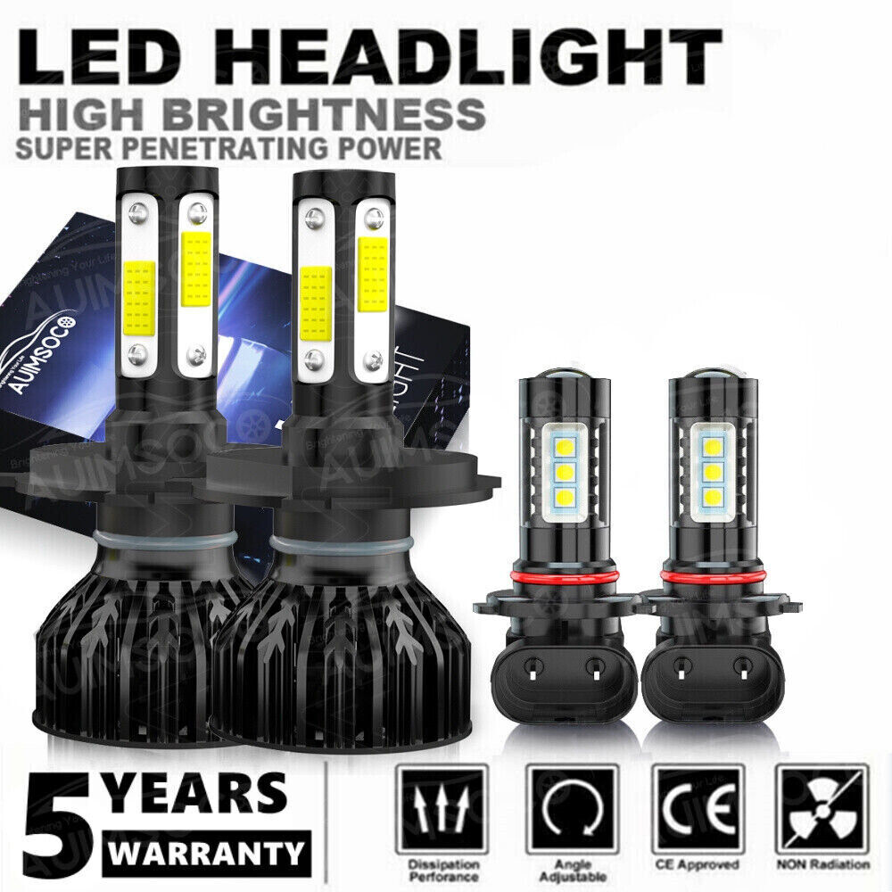4-Sides 6000K LED Headlight High Low Beam Fog Bulbs For Toyota Yaris 2004-2005
