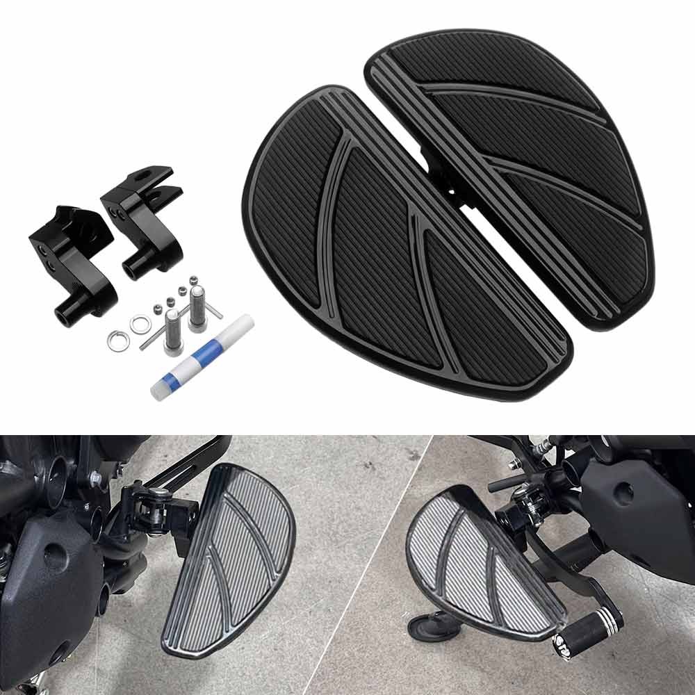 Black 360° Adjustable Front Floorboards For Kawasaki Eliminator 500 2024‑2026