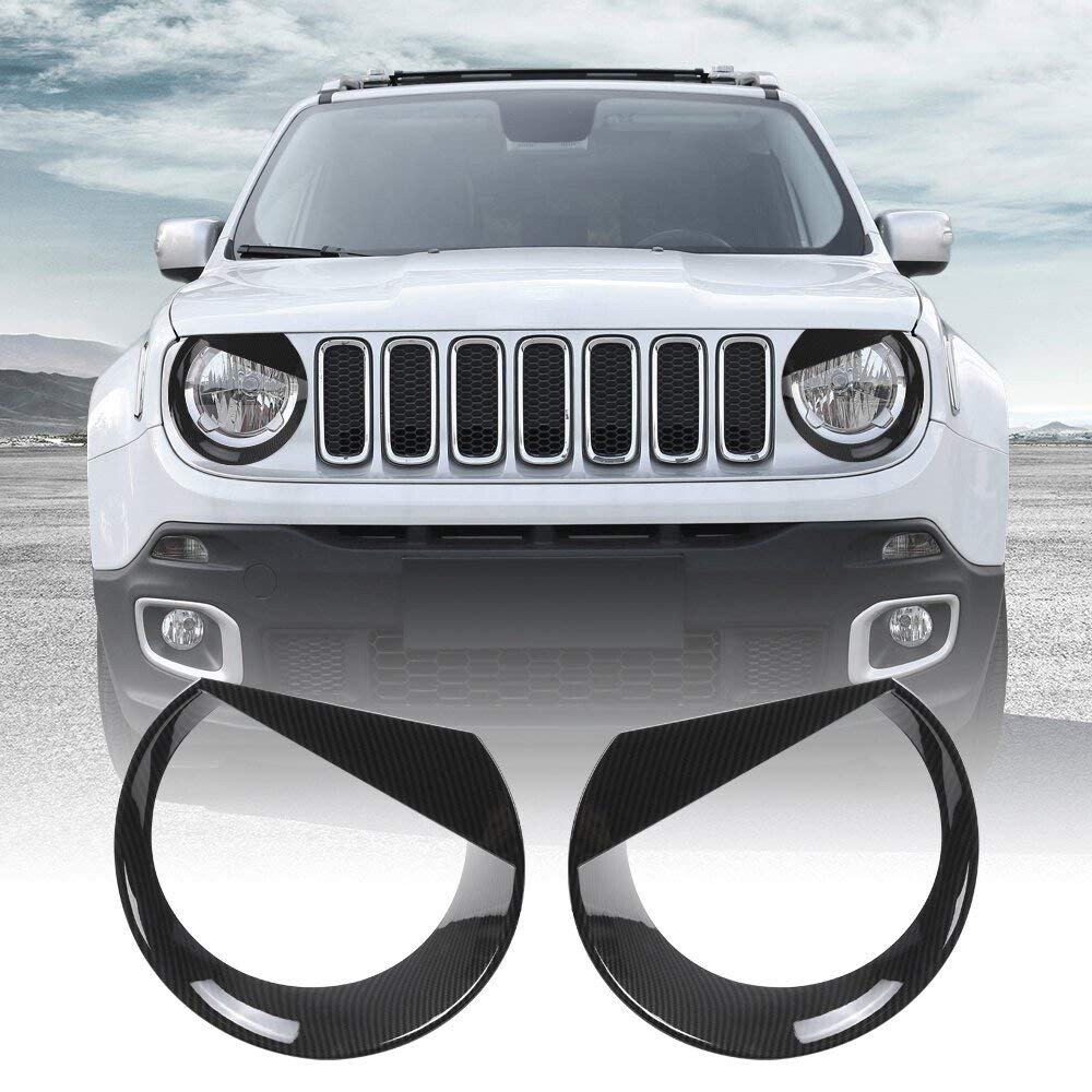 Front Light Bezels Headlight Lamp Trim Cover For Jeep Renegade 15-18 Accessories