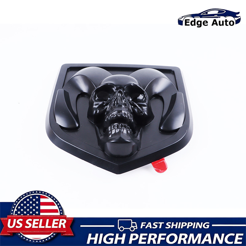 1PC Skull Ram Head Rear Tailgate Badge For 13-18 Ram 1500 2500 3500 Matte Black