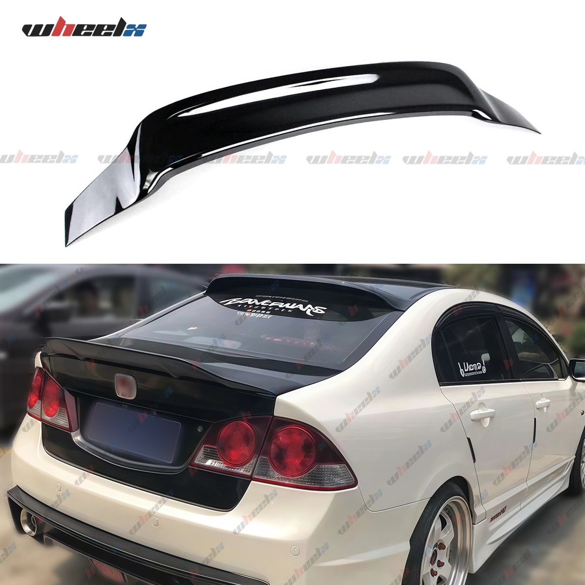 HighKick Duckbill Rear Trunk Wing Spoiler For 06-11 Honda Civic Sedan Gloss Blk