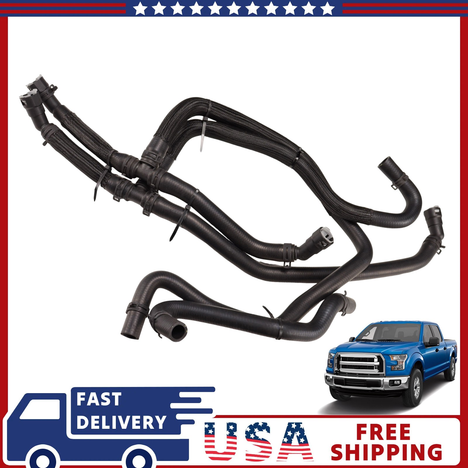 Fits 2015-2017 Ford F150 5.0l Engine Inlet Outlet Hvac Heater Hose Assembly New