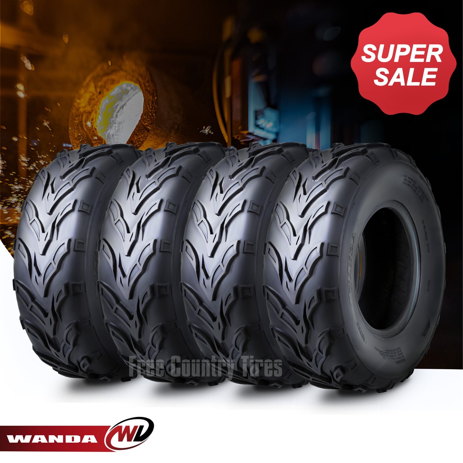 Set of 4 WANDA 16x8-7 ATV Tires 16x8x7 4PR