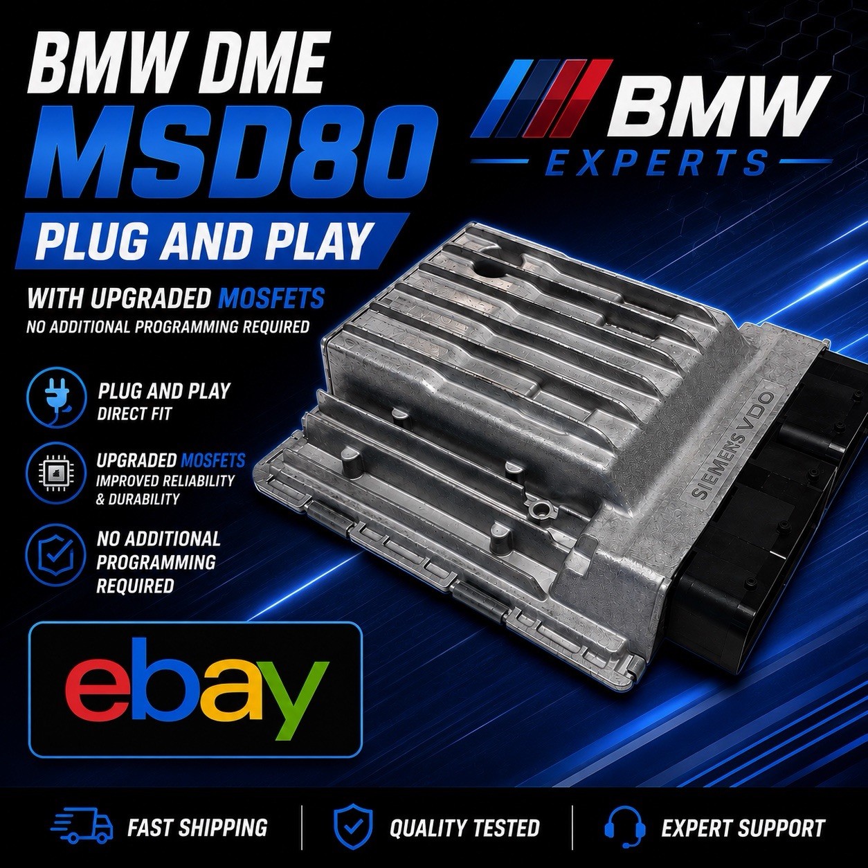 OEM 07-12 BMW 335i 135i X6 DME Engine Computer ECU Siemens VDO MSD80 7583332 OEM 07-12 BMW 335i 135i X6 DME Engine Computer ECU Siemens VDO MSD80 7583332