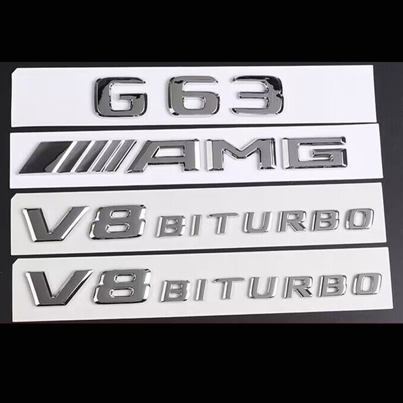G63 AMG V8BITURBO Rear Star Emblem Chrome Badge Combo Set for Mercedes W463 W464