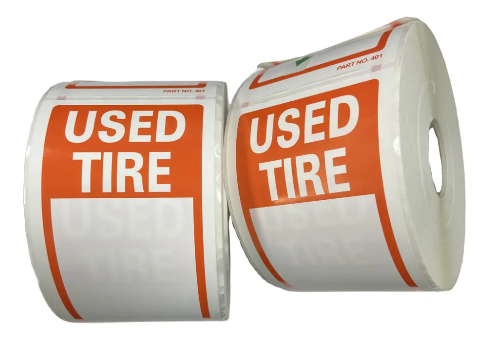 Tire Label -USED TIRE STICKER 2 ROLLS 300 PCS (600PCS TOTAL)