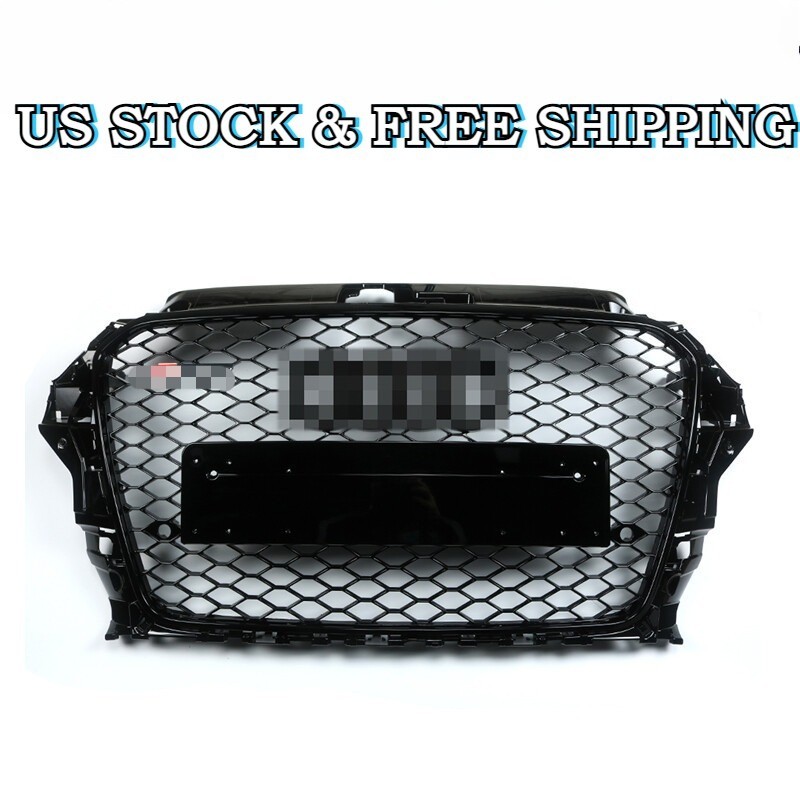 RS3 Type Grille Front Hood Henycomb Bumper Grill For Audi A3 S3 2013-2016 Black