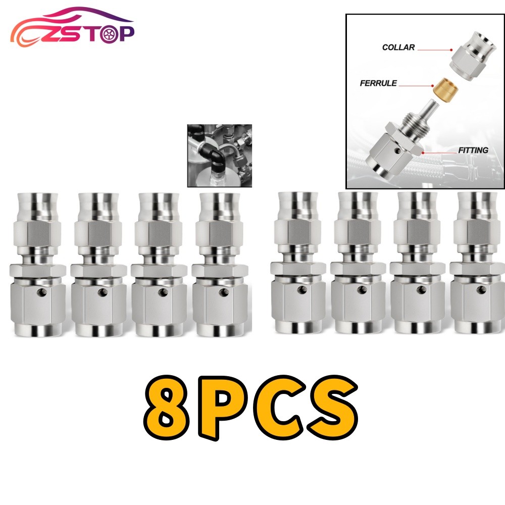 8PCS 3AN PTFE Fuel Oil Gas Swivel Hose End Fittings Adapter Stainless Steel