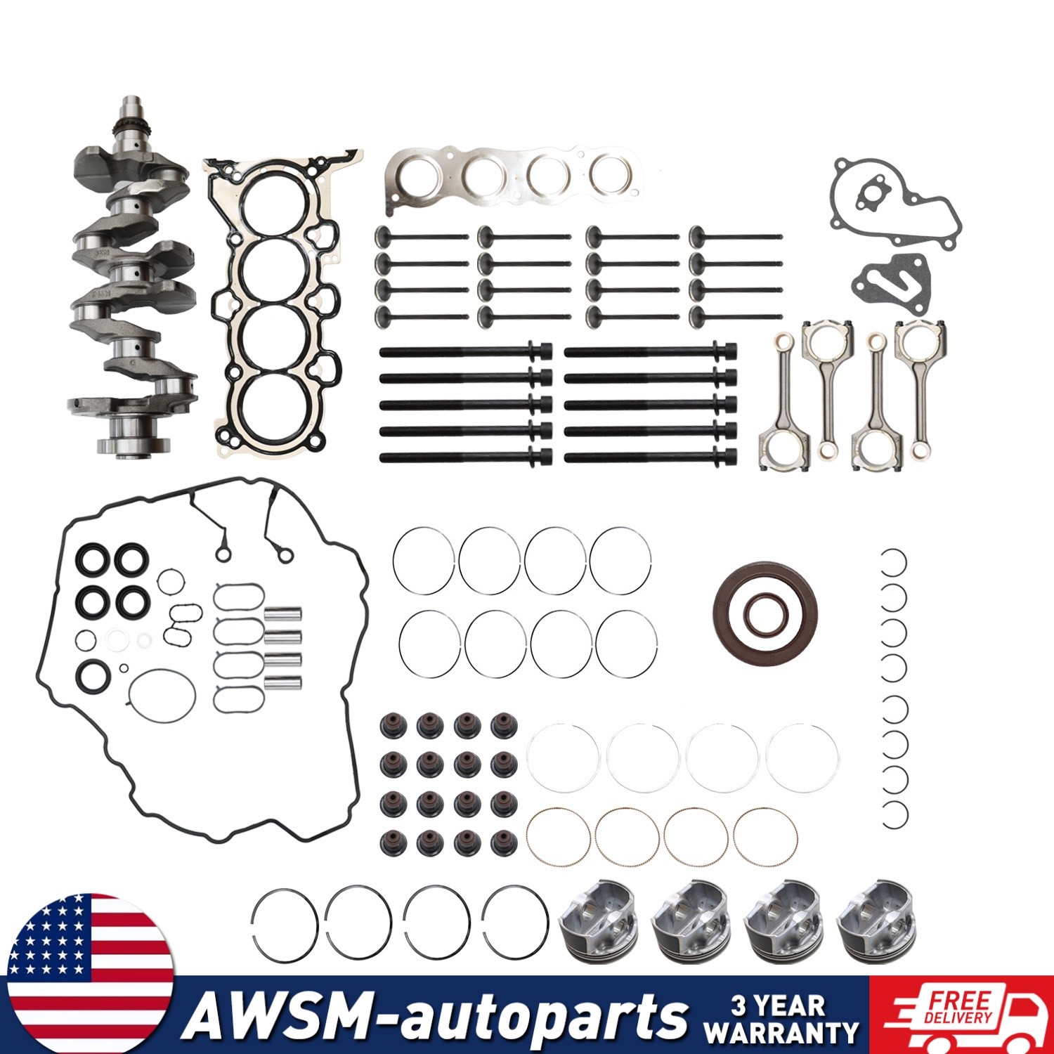 G4NA 2.0L Engine Rebuild Kit - Crankshaft Con Rods Gasket Kit For HYUNDAI KIA