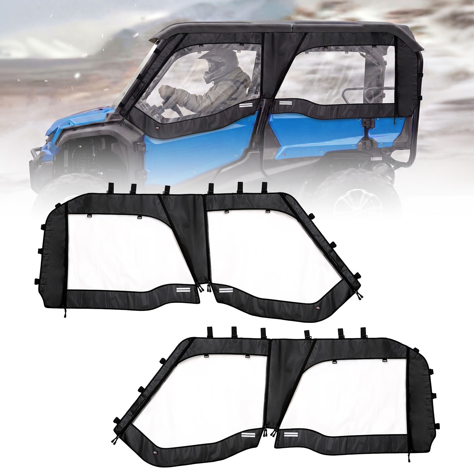 KEMIMOTO UTV Soft Doors Panel Cab Enclosure for Honda Pioneer 1000-5 2016-2025
