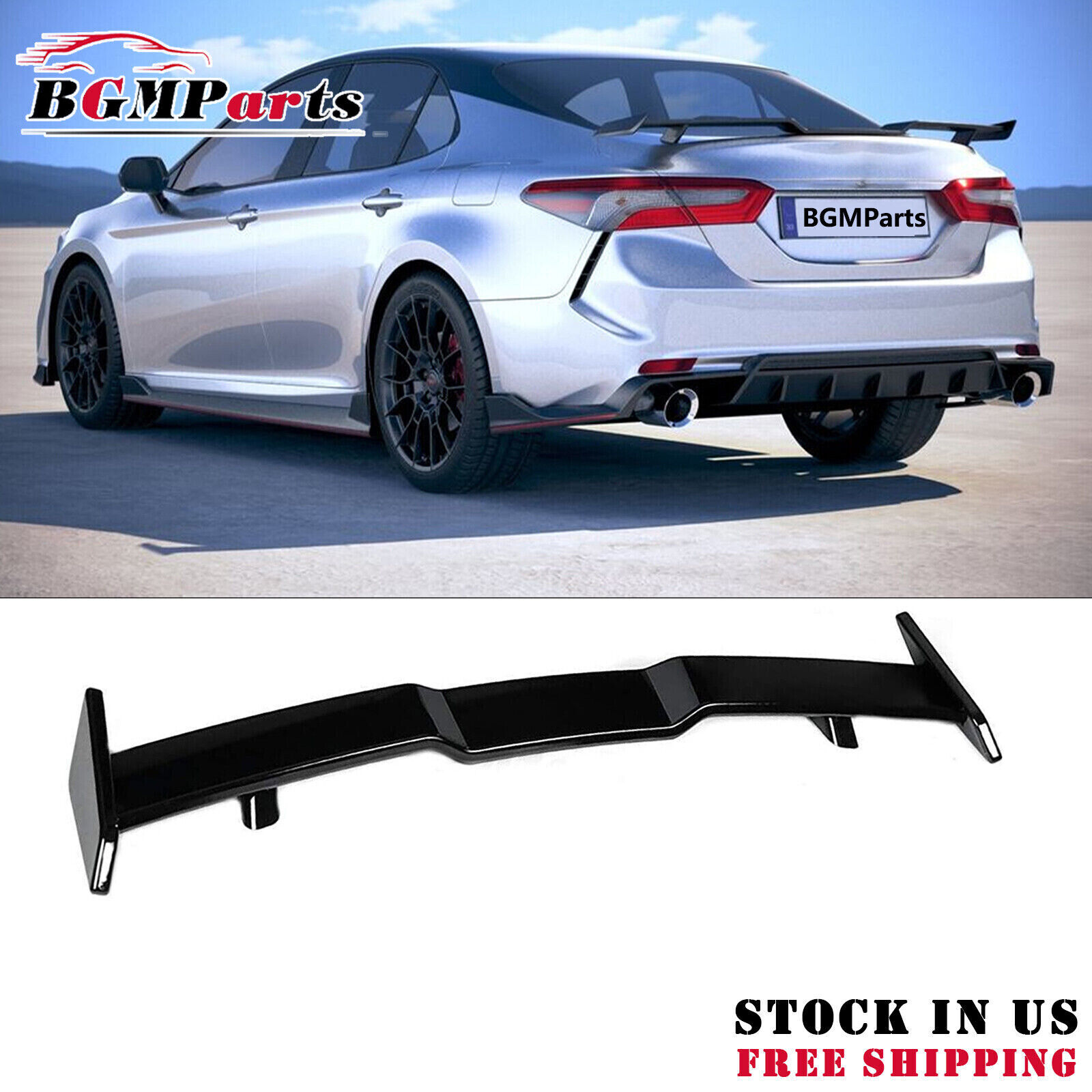 Rear Spoiler Wing Gloss Black TRD-Style For 18-22 8th Camry/ 10th Honda Accord