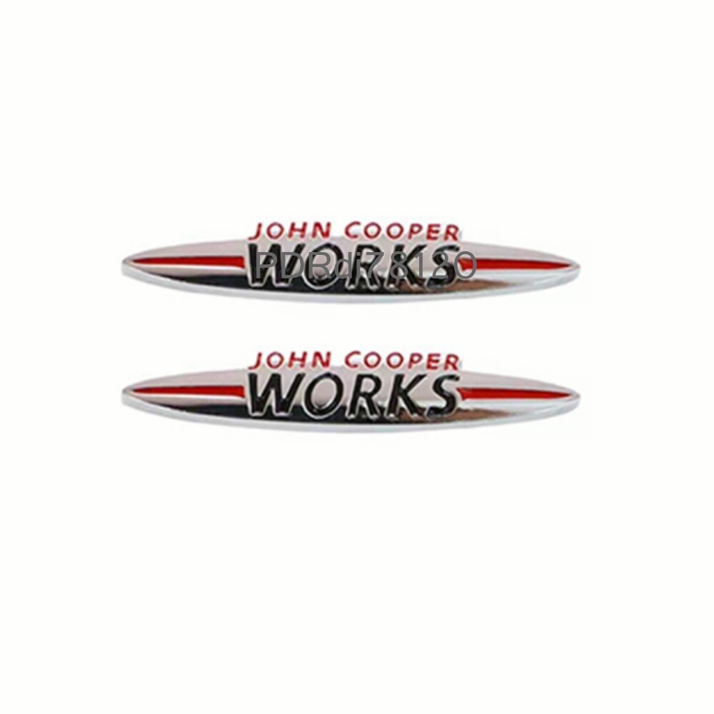2X 9CM Metal John Cooper Works Emblem Badge Sticker For Mini JCW R50 R53 R55 R56