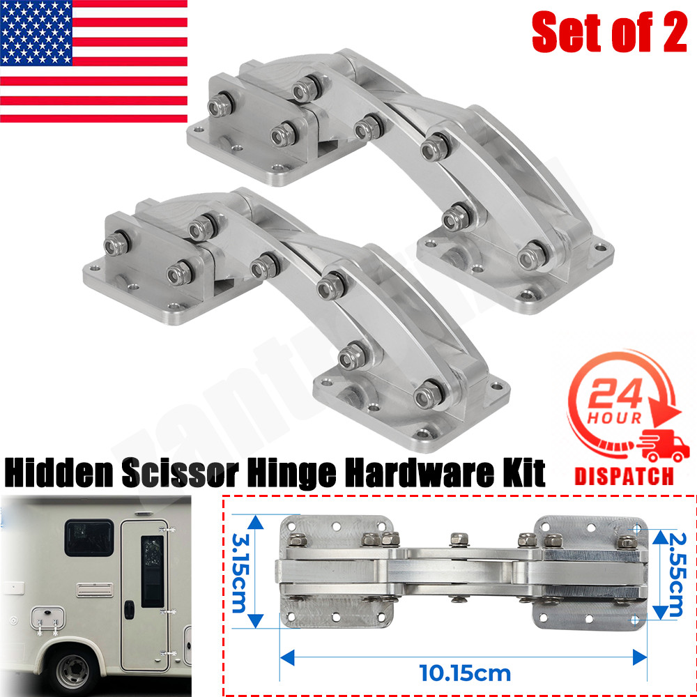 2PCS Large Hidden Scissor Hinge - Aluminum & Stainless Steel Screw Nuts Hardware