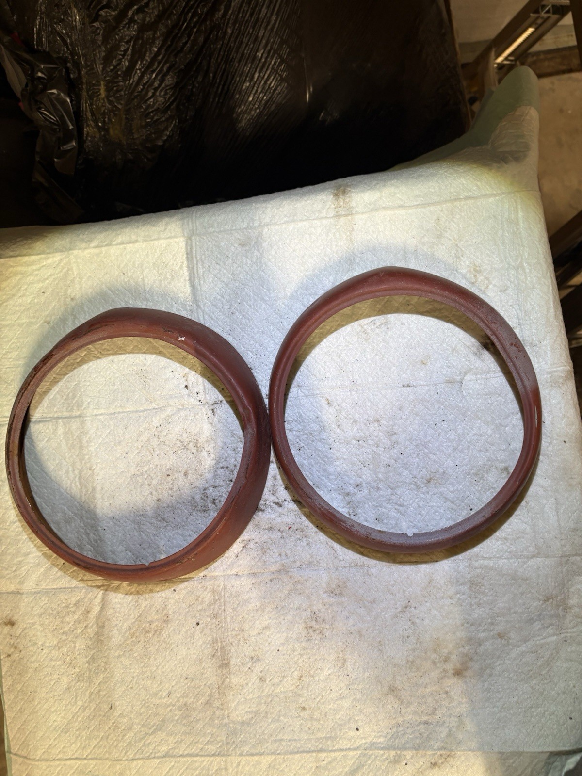 OEM 1952, 1953, 1954 Ford Passenger Car Headlight Bezel; FOMOCO; PAIR.