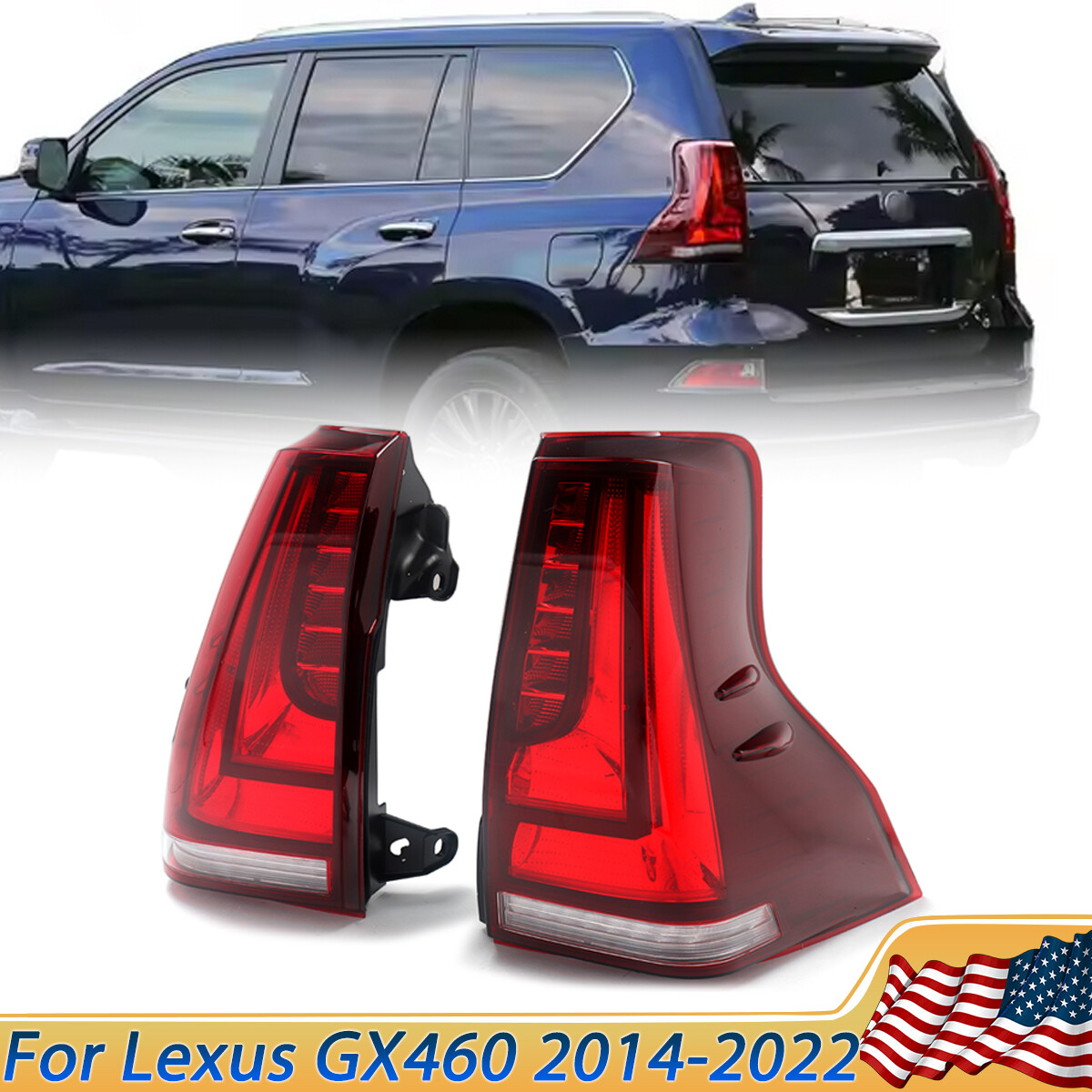 LED Smoked Tail Lights For Lexus GX460 2014-2021 W/Sequential & Animation