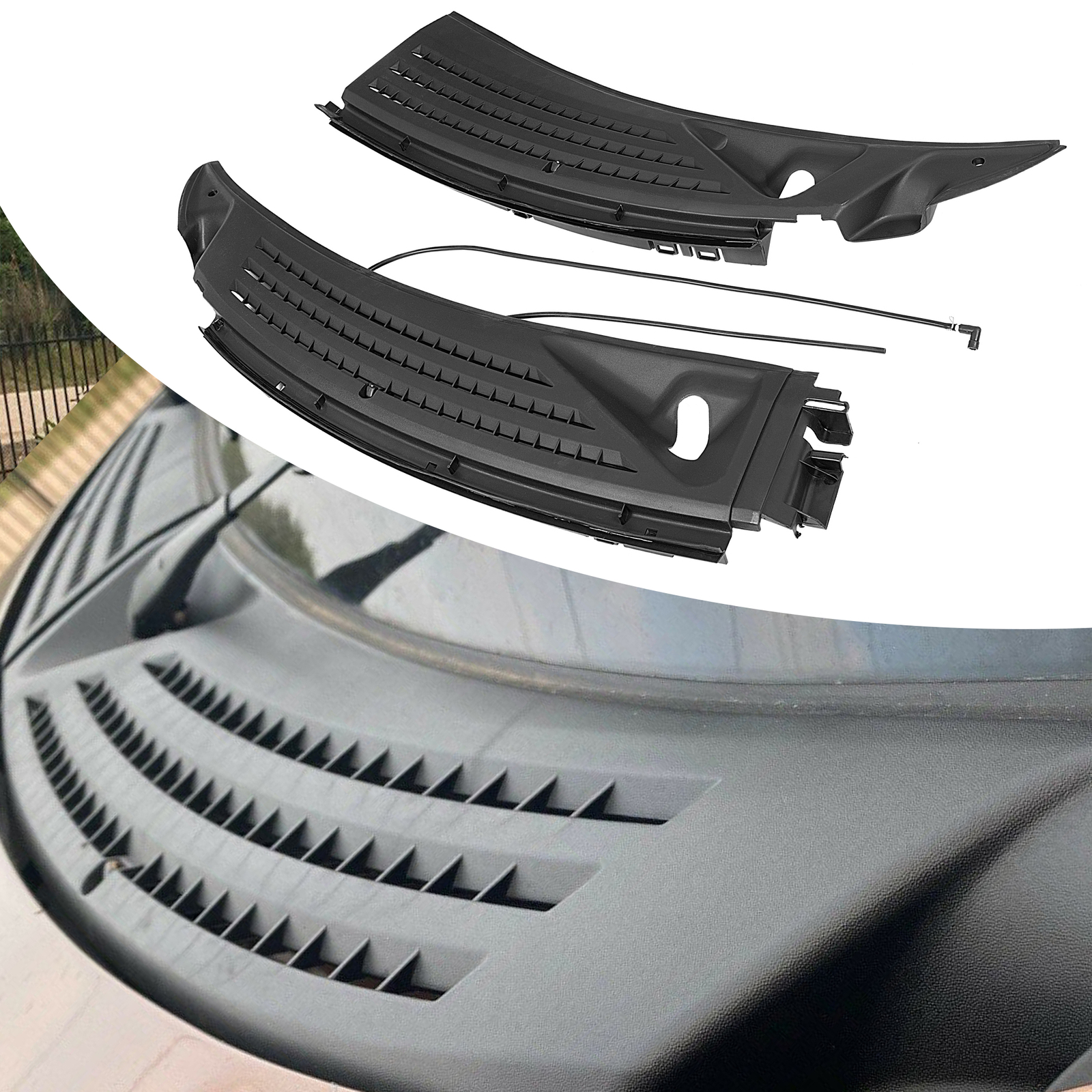 For 09-14 Ford F150 Windshield Wiper Cowl Panel Grille Set w/ Seals Right & Left
