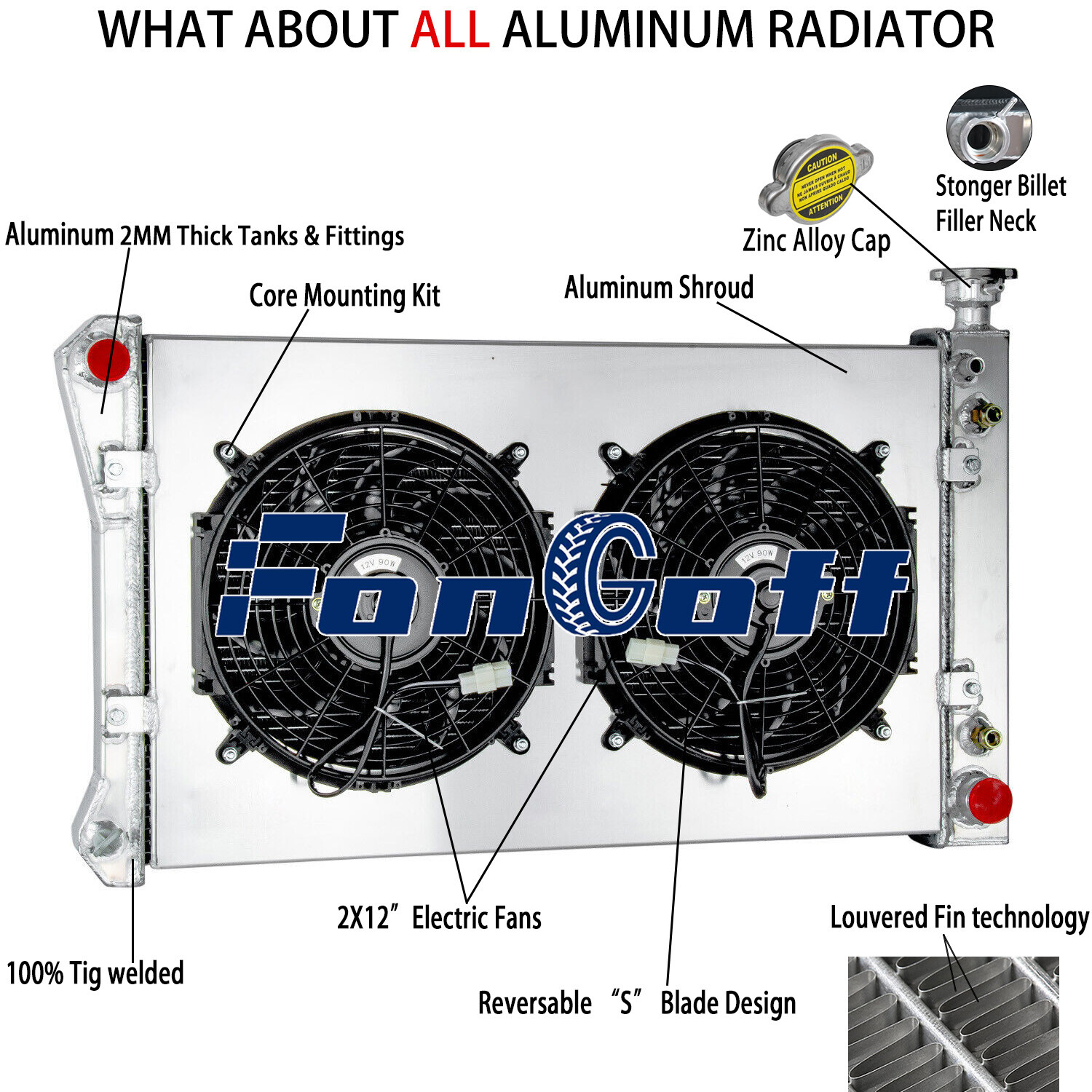 4 Row Radiator+Shroud Fan Fit 1988-97 Chevy GMC C1500 C2500 C3500 K1500 5.7L USA