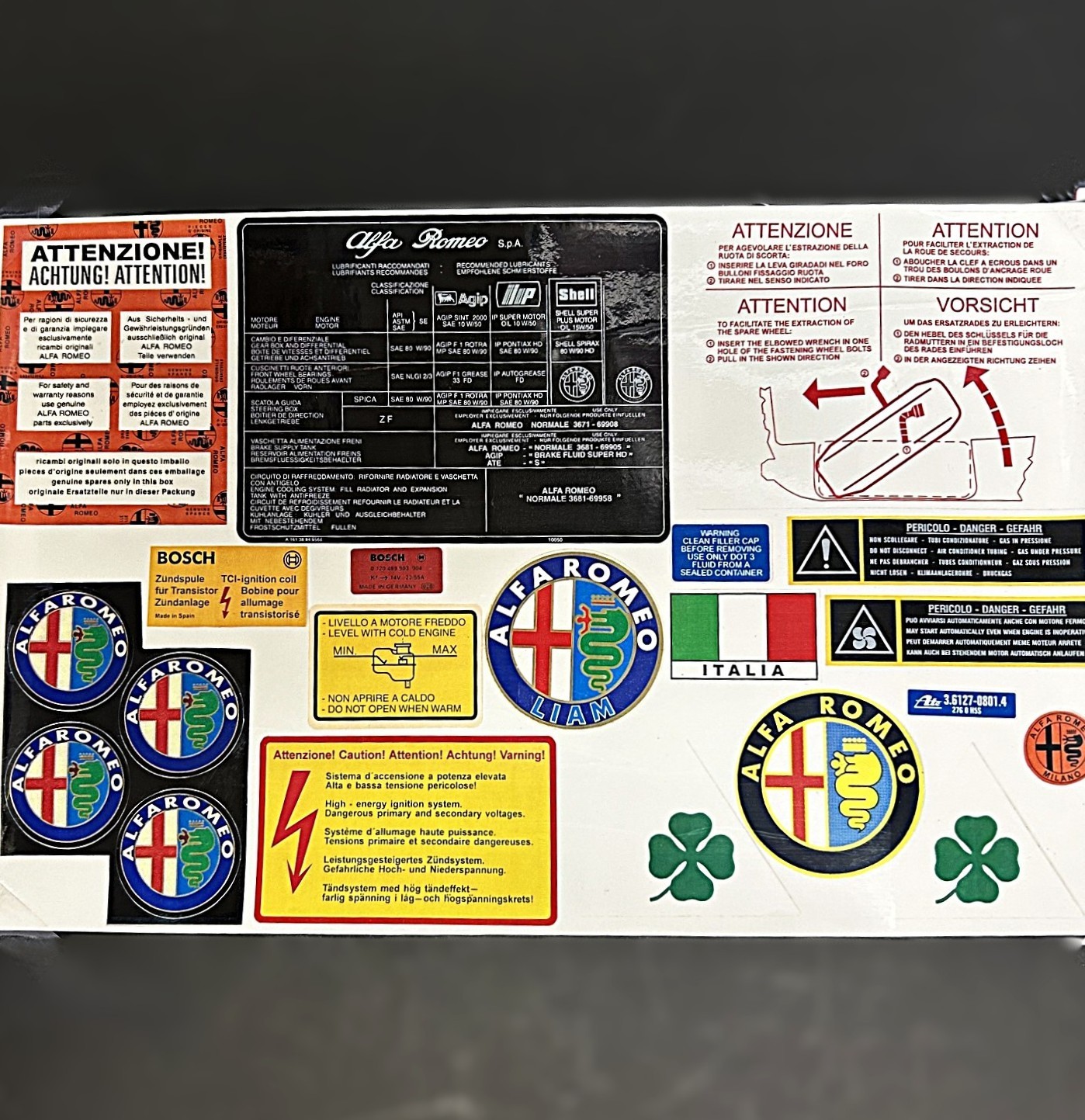 Alfa Romeo Spider GTV GTV6 SPICA Engine Bay Underhood Restoration Decal Sticker