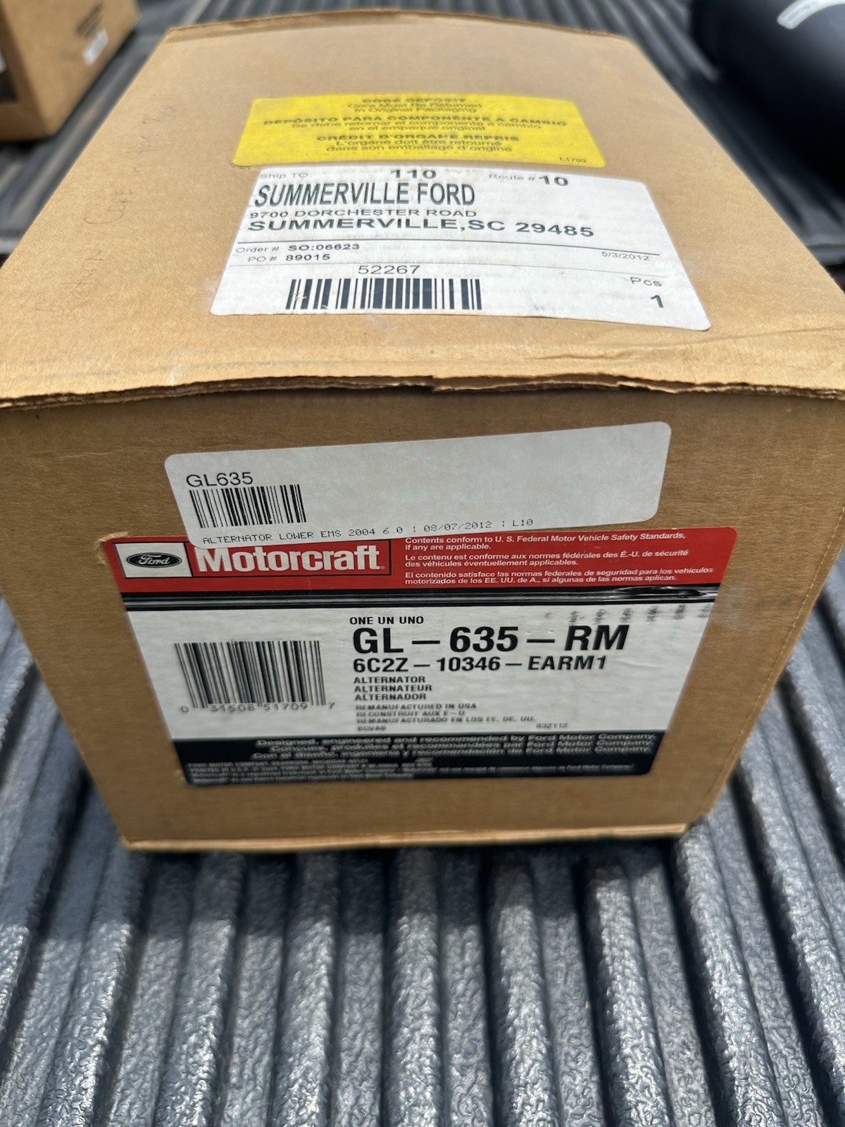 Motorcraft Alternator Gl-635-rm 6C2Z-10346-EARM1