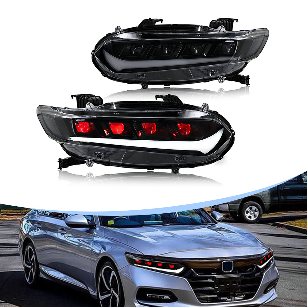 Pair LED Headlights For Honda Accord 10th Gen 2018-2022 Front Lamps Assembly