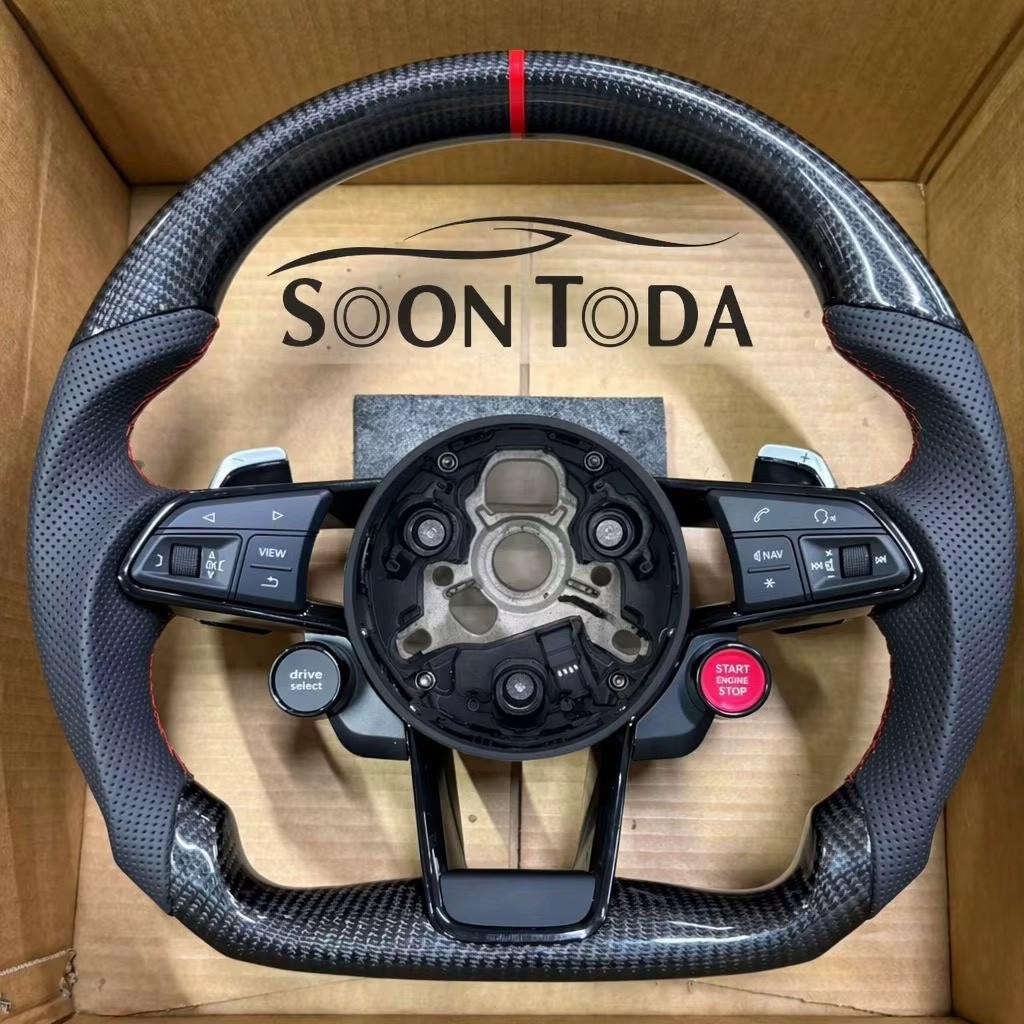 Customize Leather Carbon Fiber Sports Steering Wheel LED A8/A1/R8/B8/B9/A3/A4/A5