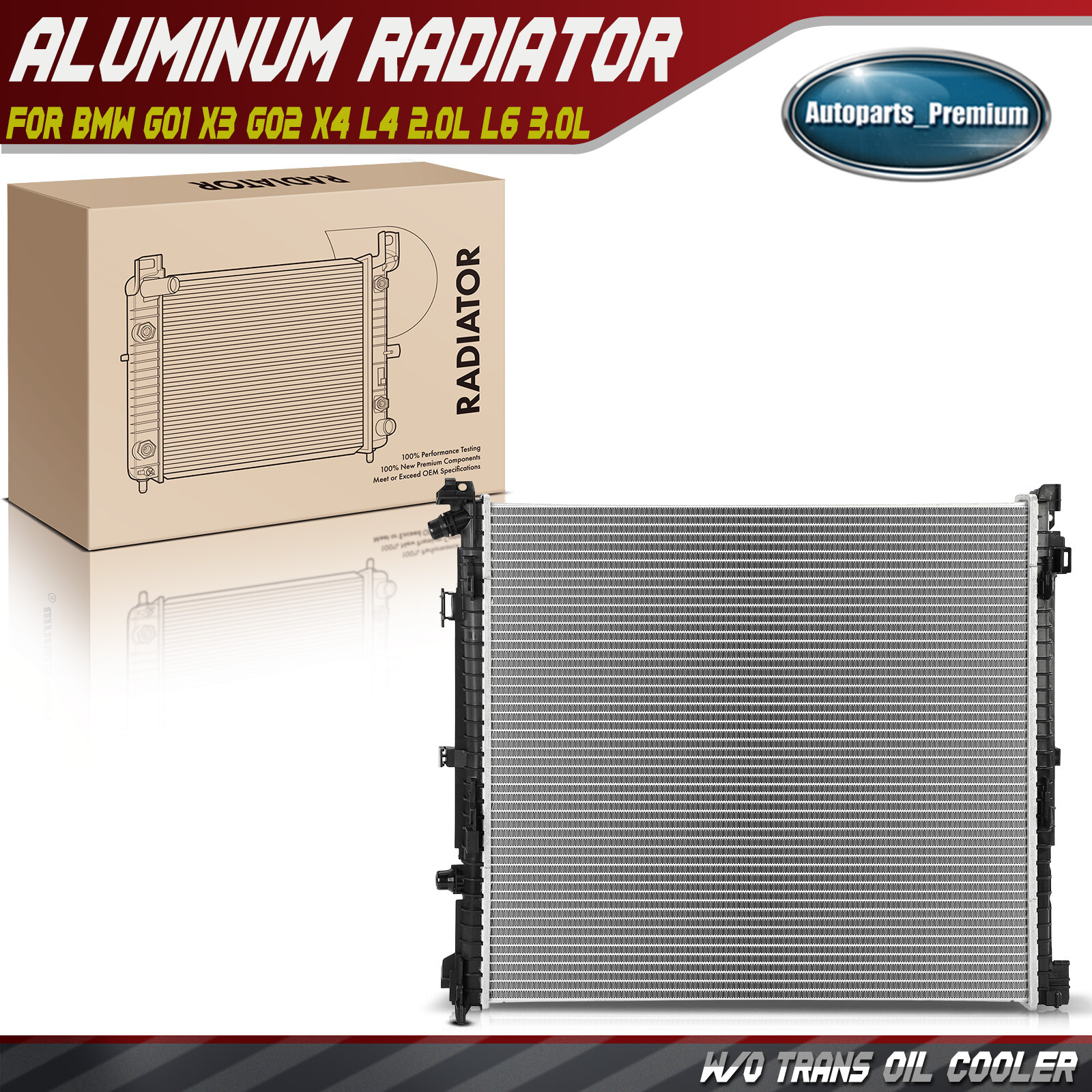 Auxiliary Radiator without Oil Cooler for BMW G01 X3 2018-2024 G02 X4 2018-2025
