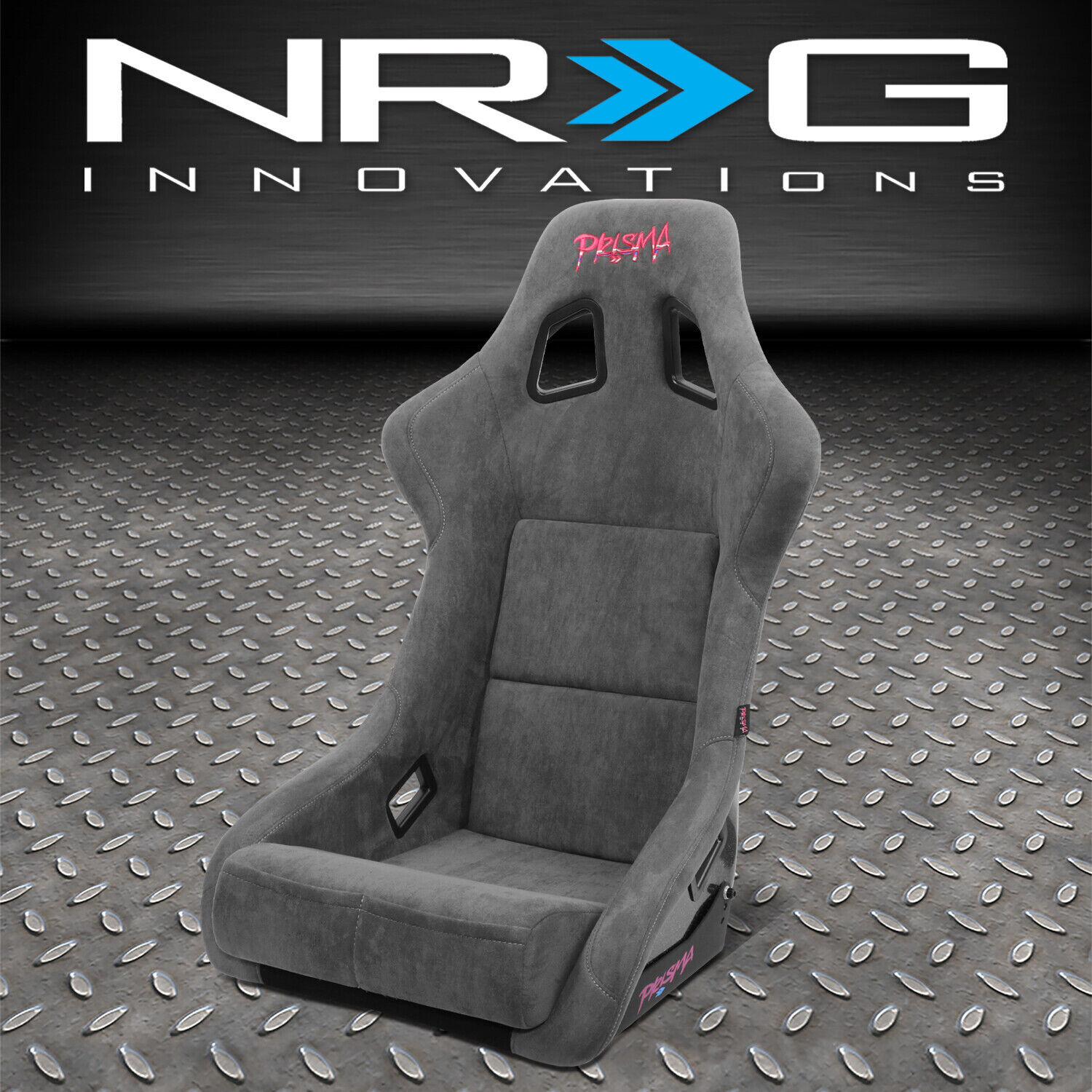 NRG Innovations Prisma Gun Metal Alcantara FRP Fixed Back Bucket Racing Seat