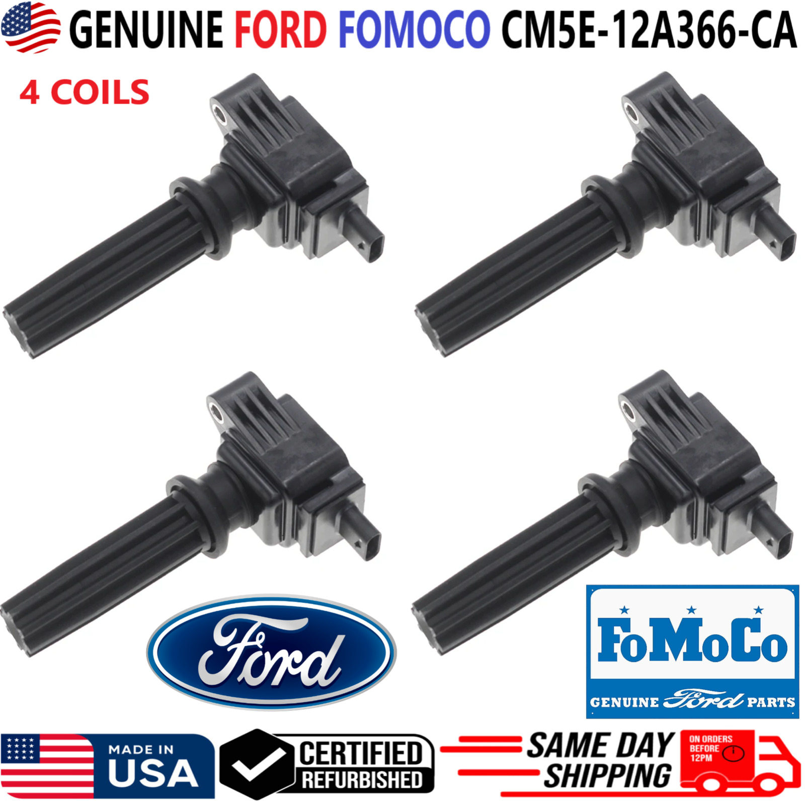 GENUINE FORD FOMOCO Set of 4 Ignition Coils For 2012-2017 Ford, CM5E-12A366-CA