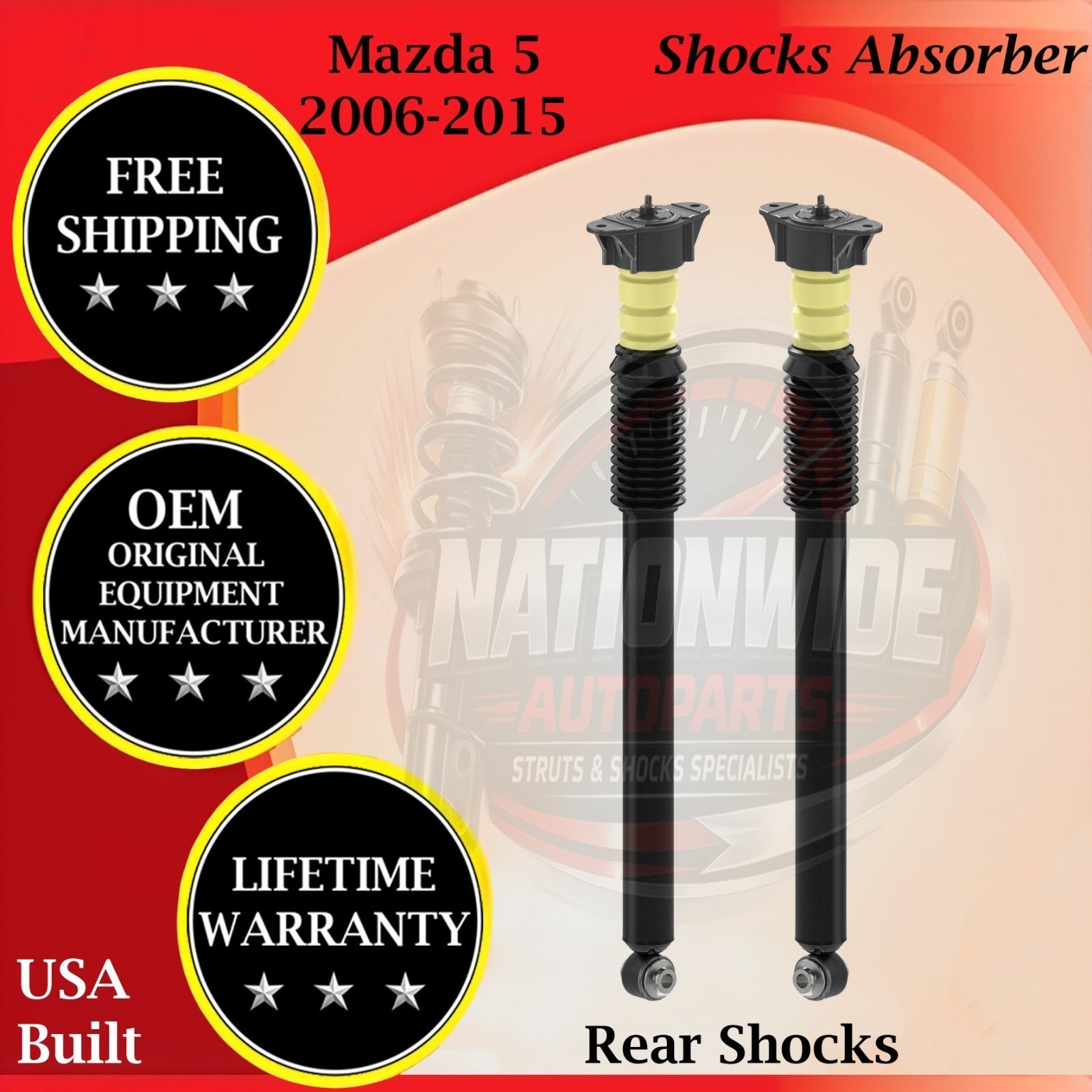 Monroe OEM Rear Shocks For 2006-2015 Mazda 5 Lifetime Warranty