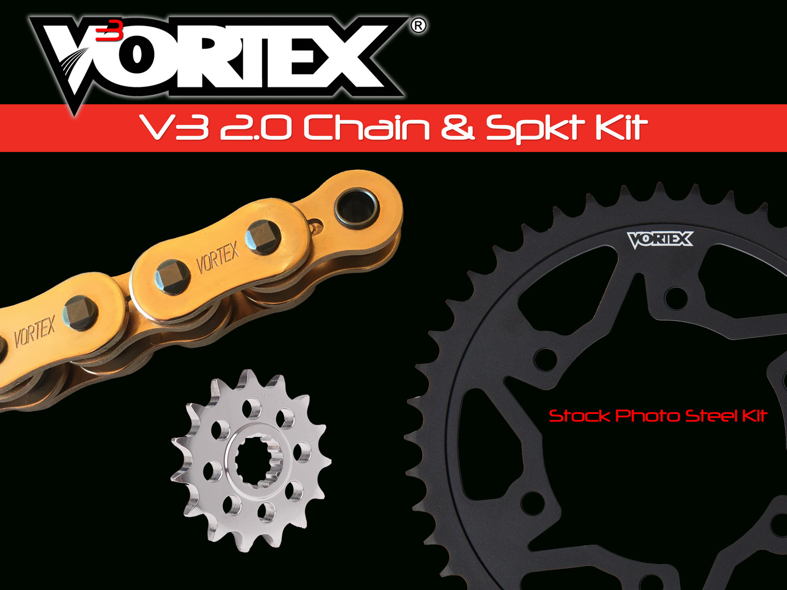 Vortex WSS Chain & Sprocket Kit 525 116L 16/45T Gold CKG6131