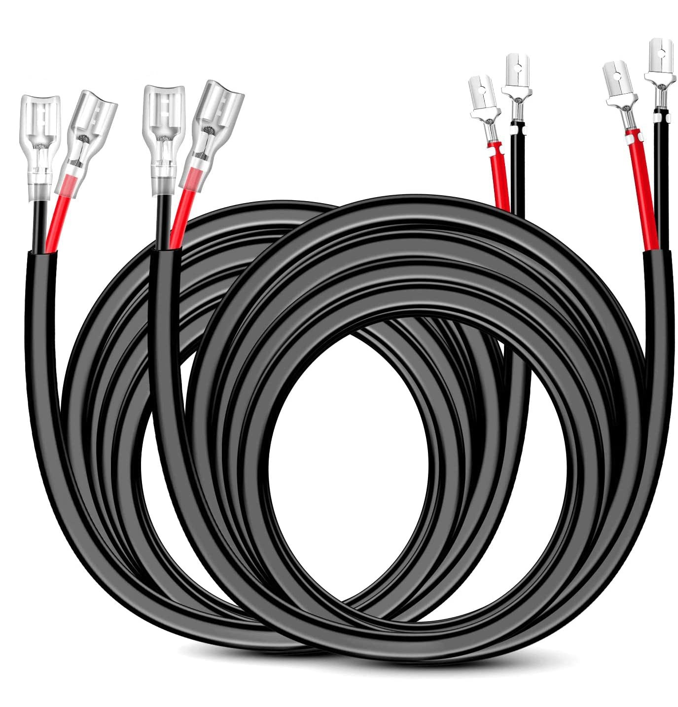 Nilight 2PCS 16 AWG 10 Feet Wiring Harness Extension 16AWG -10FT 2Pcs, black 