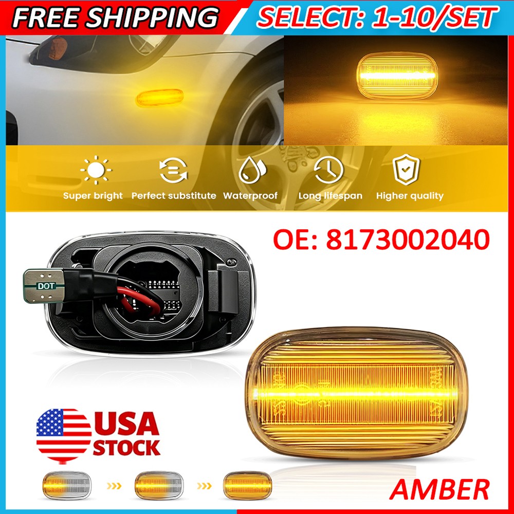2-20x Clear Front LED Side Marker Lights Amber Fit Toyota Corolla RAV4 Hilux MR2